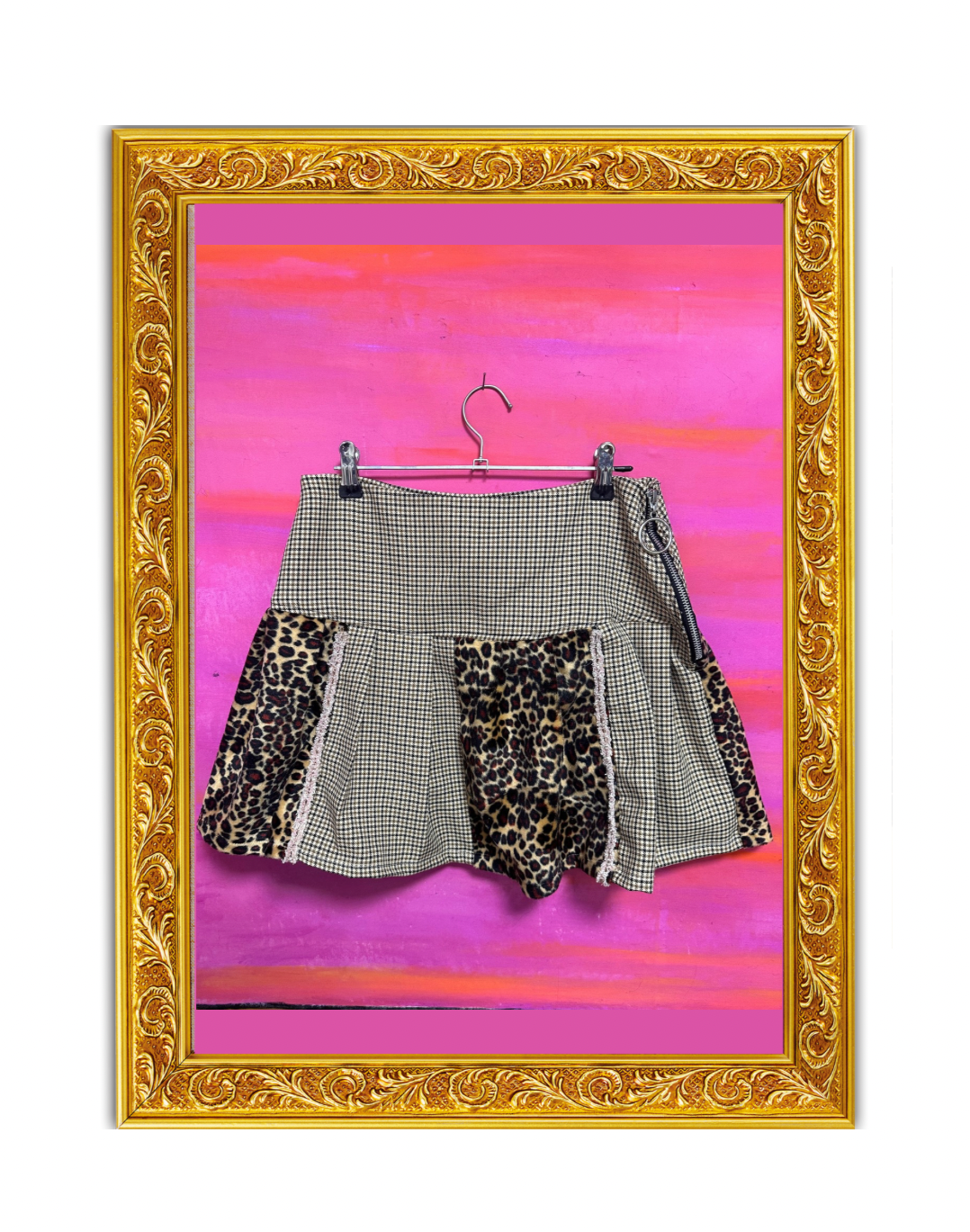 WerK iT Leopard X Plaid Pleated Mini Skirt