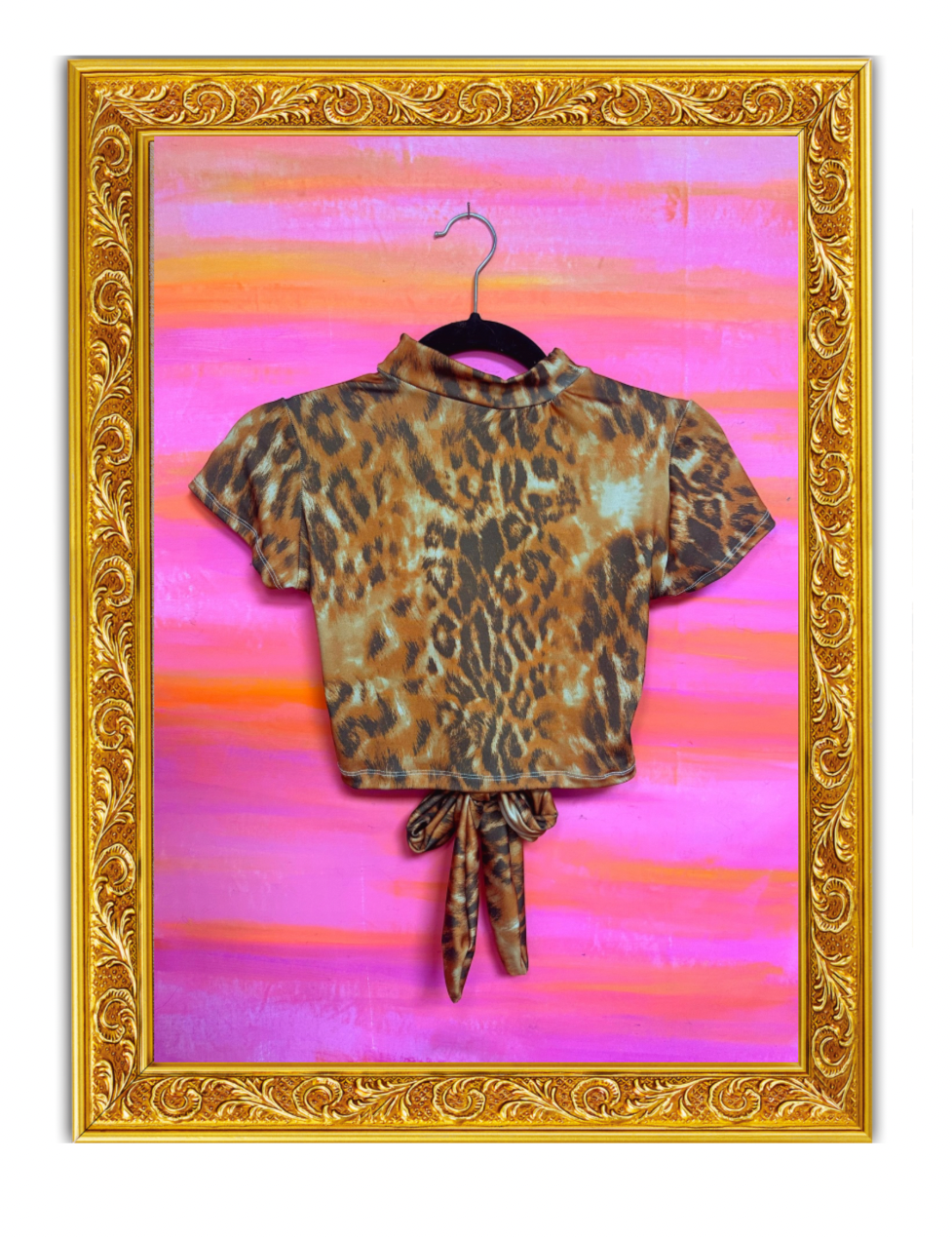 WiLDcat Leopard Print Open-Back Crop Top