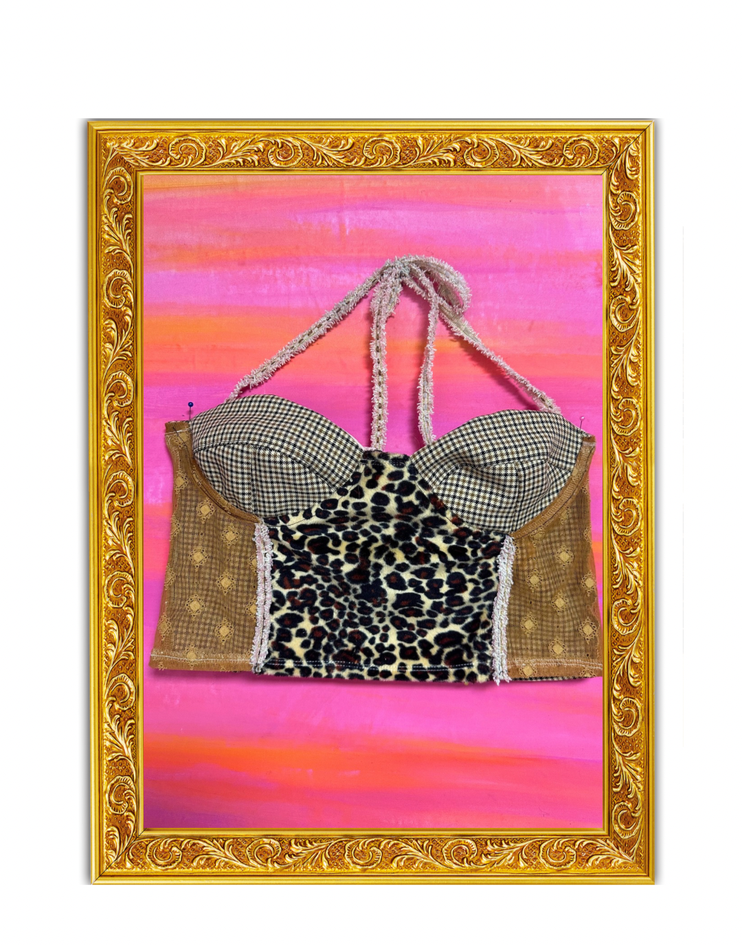 WerK iT Leopard x Plaid Bustier Crop Top