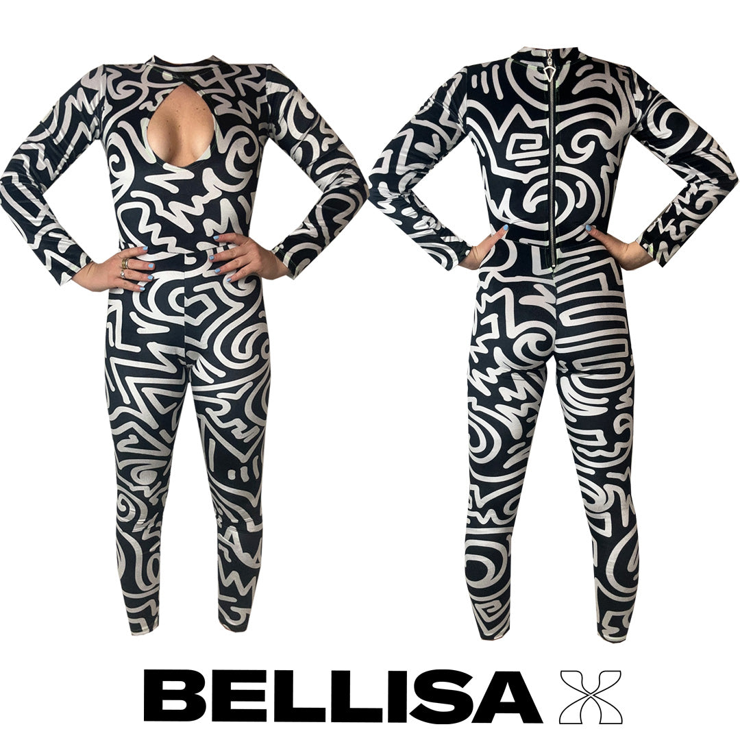 Abstract Velvet Catsuit