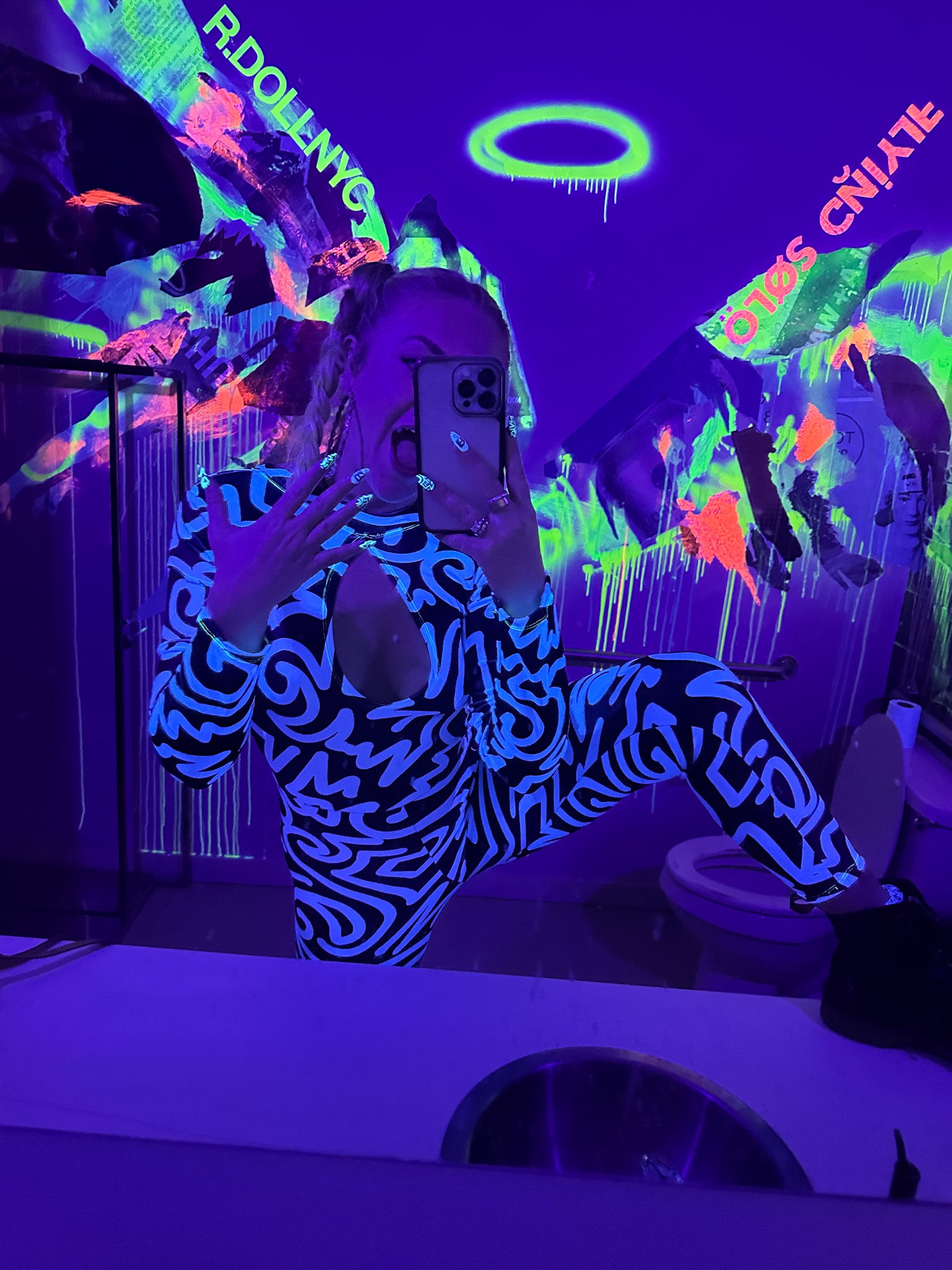 Abstract Velvet Catsuit