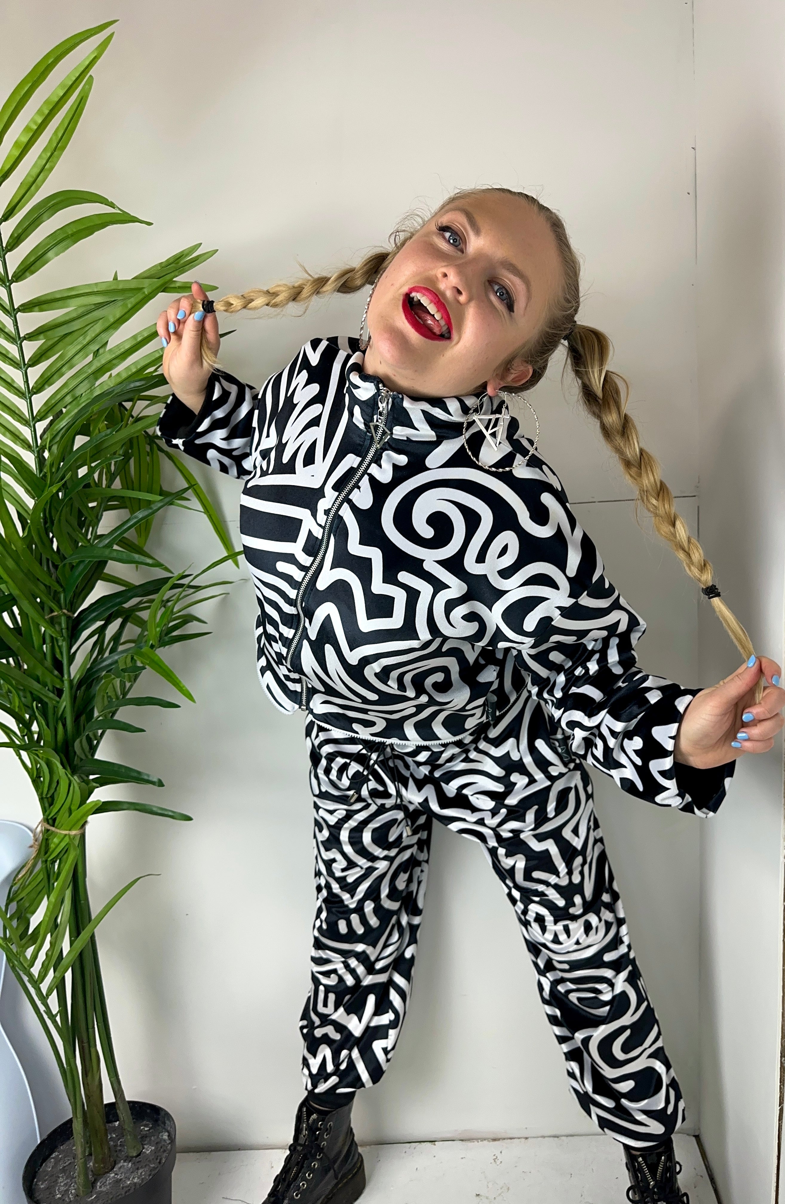 3 in 1 Abstract Velvet Tracksuit