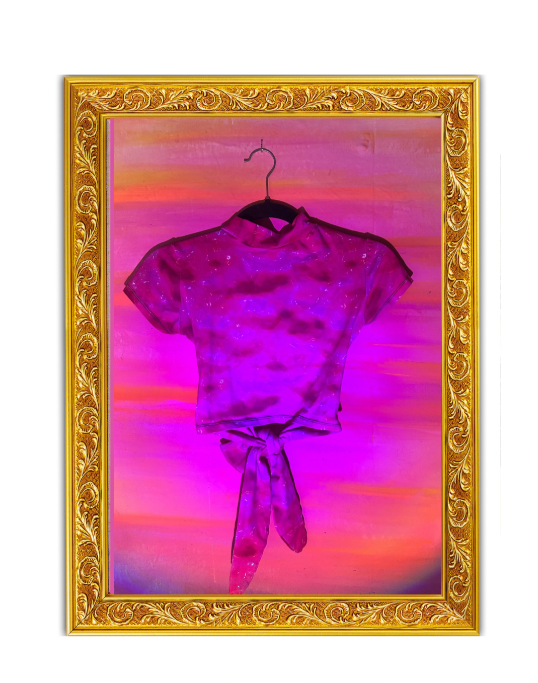 Toxic Pink Open-Back- Bow Bubble Crop Top