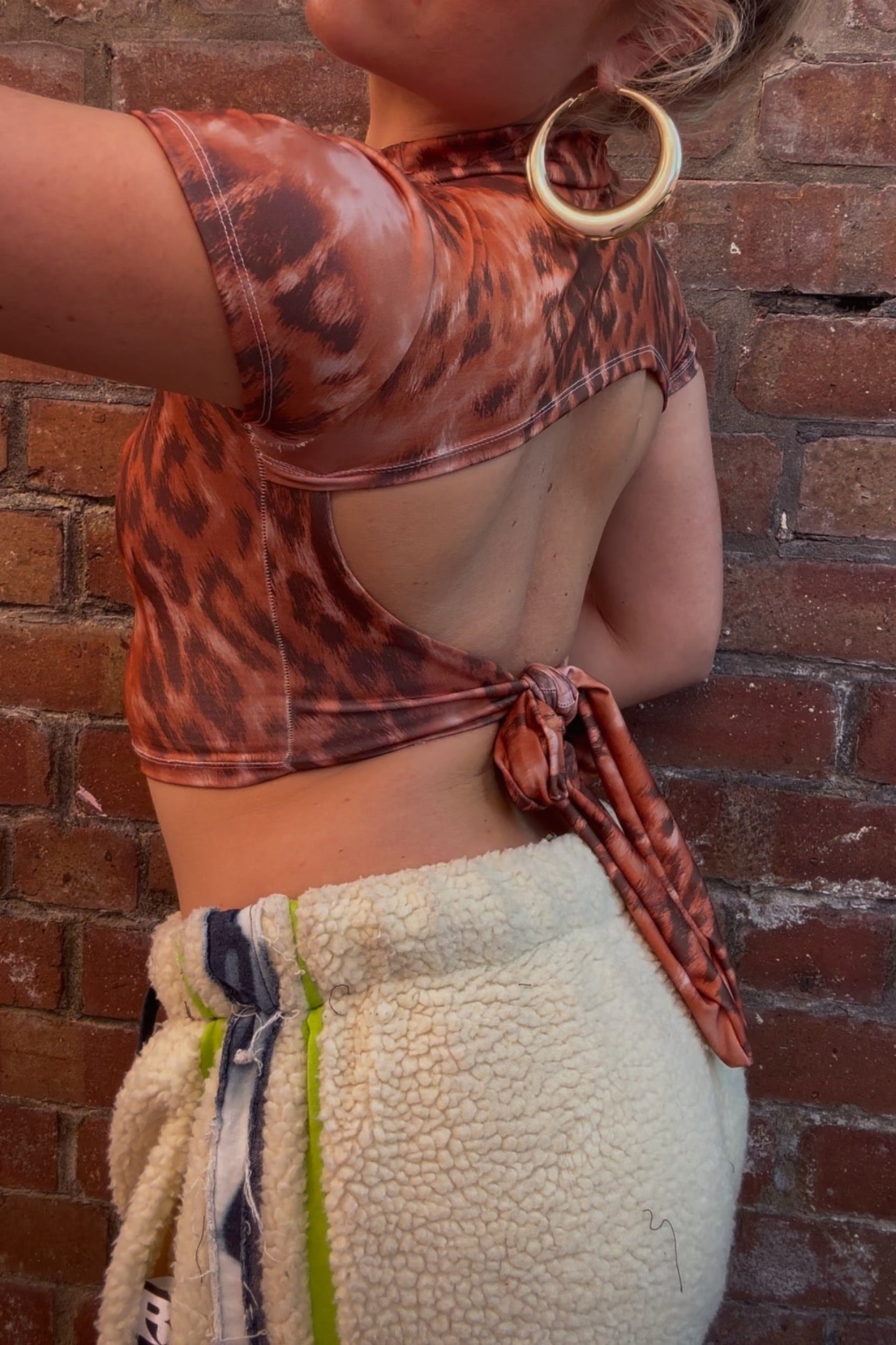WiLDcat Leopard Print Open-Back Crop Top