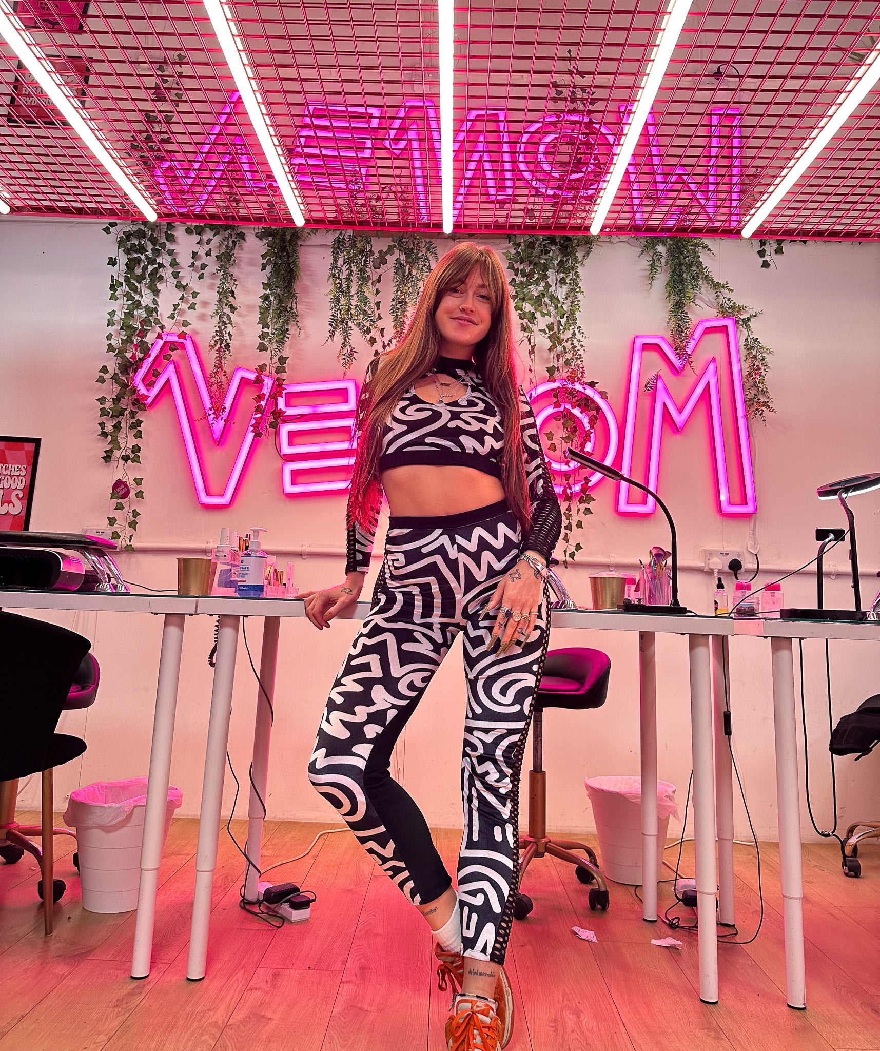 APH X Abstract Velvet Fishnet 2-Piece