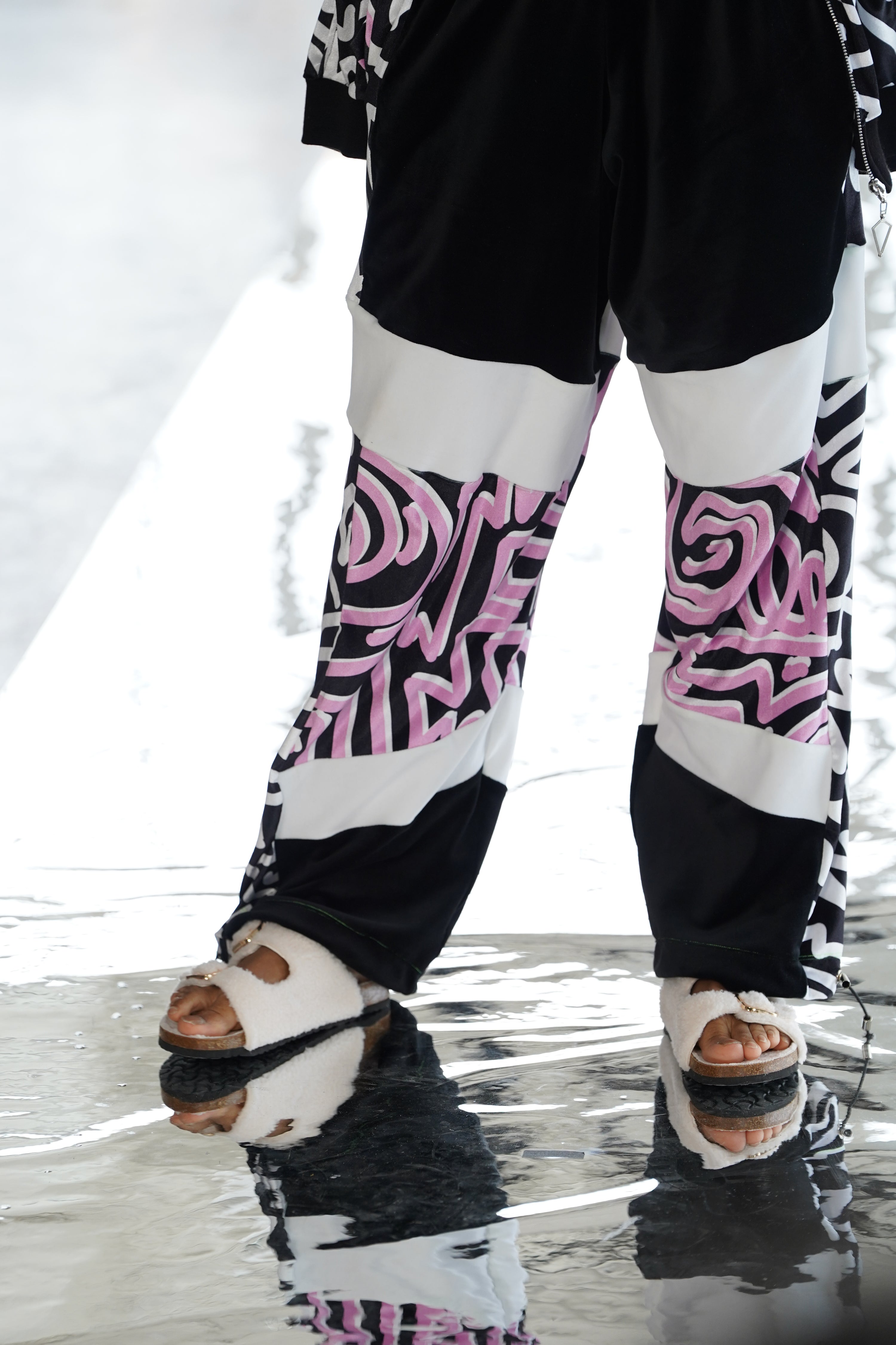 SAMPLE (S) Pink Abstract Wide Leg Tracksuit Bottoms