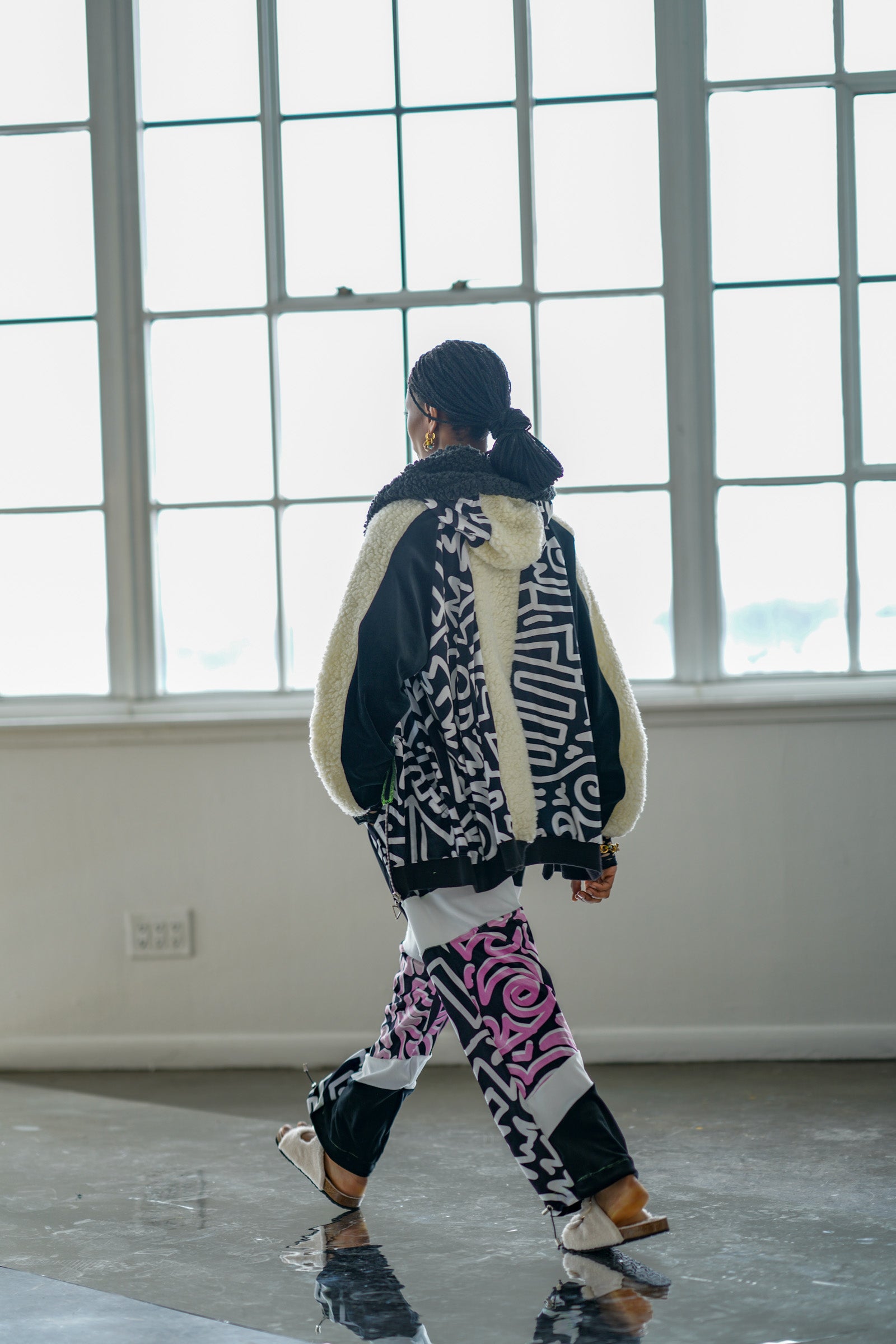SAMPLE (S) Pink Abstract Wide Leg Tracksuit Bottoms
