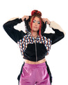Design your own cropped jacket hooide for festivals dance, performance, street style fashion velour Bellisa X Clothing