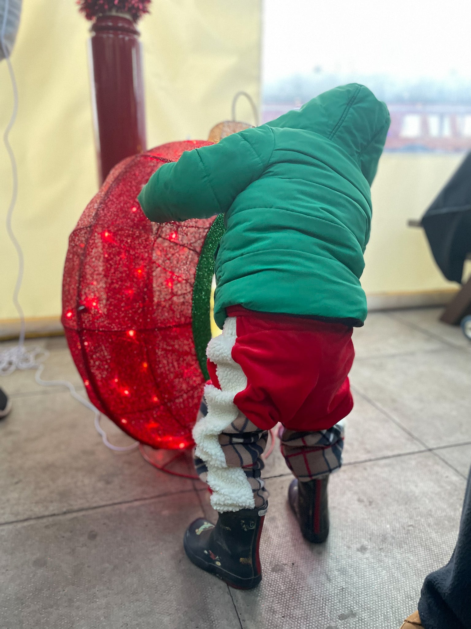 Red Velour and Tartan Fleece Kids Tracksuit Bottoms