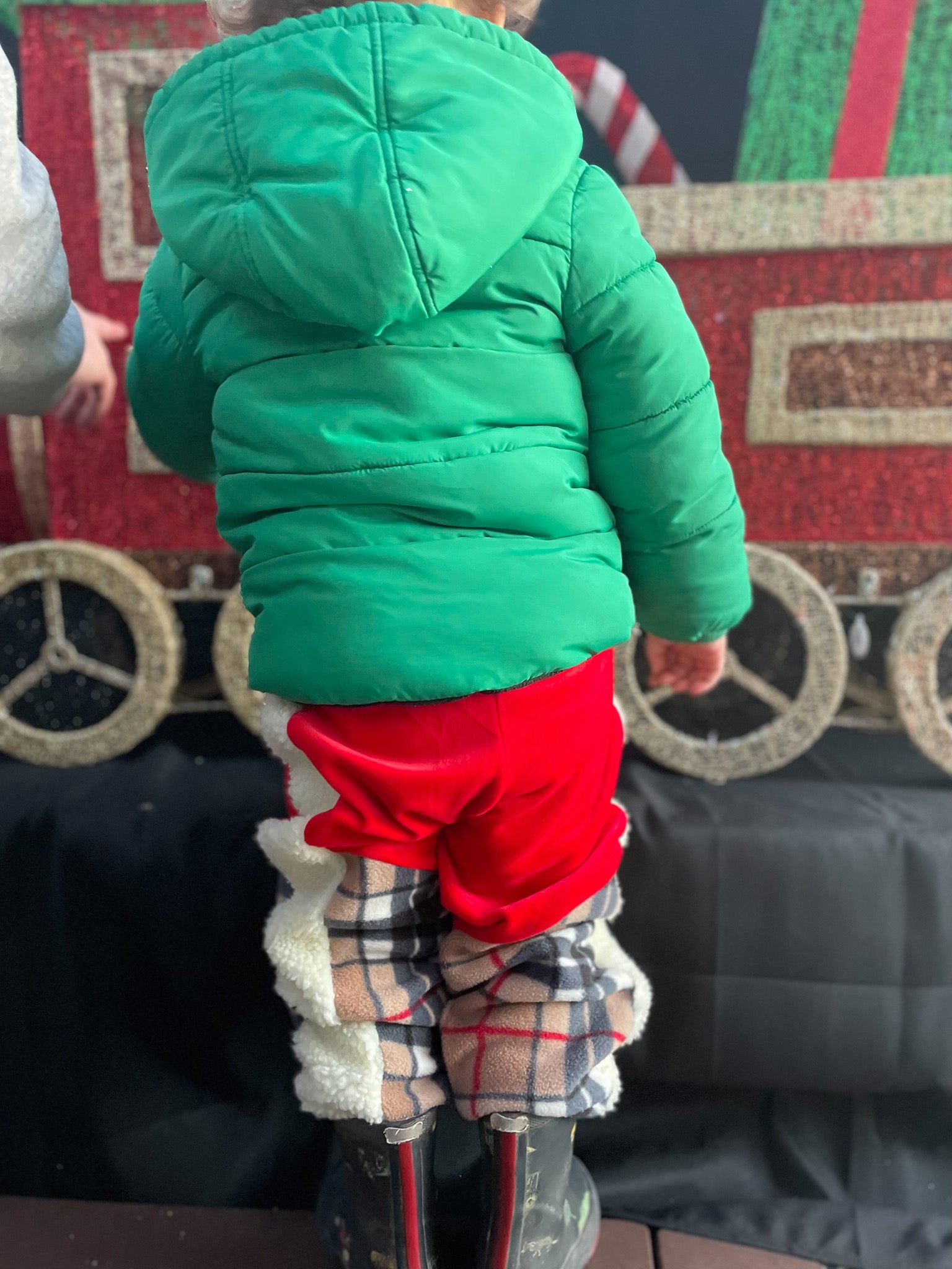 Red Velour and Tartan Fleece Kids Tracksuit Bottoms