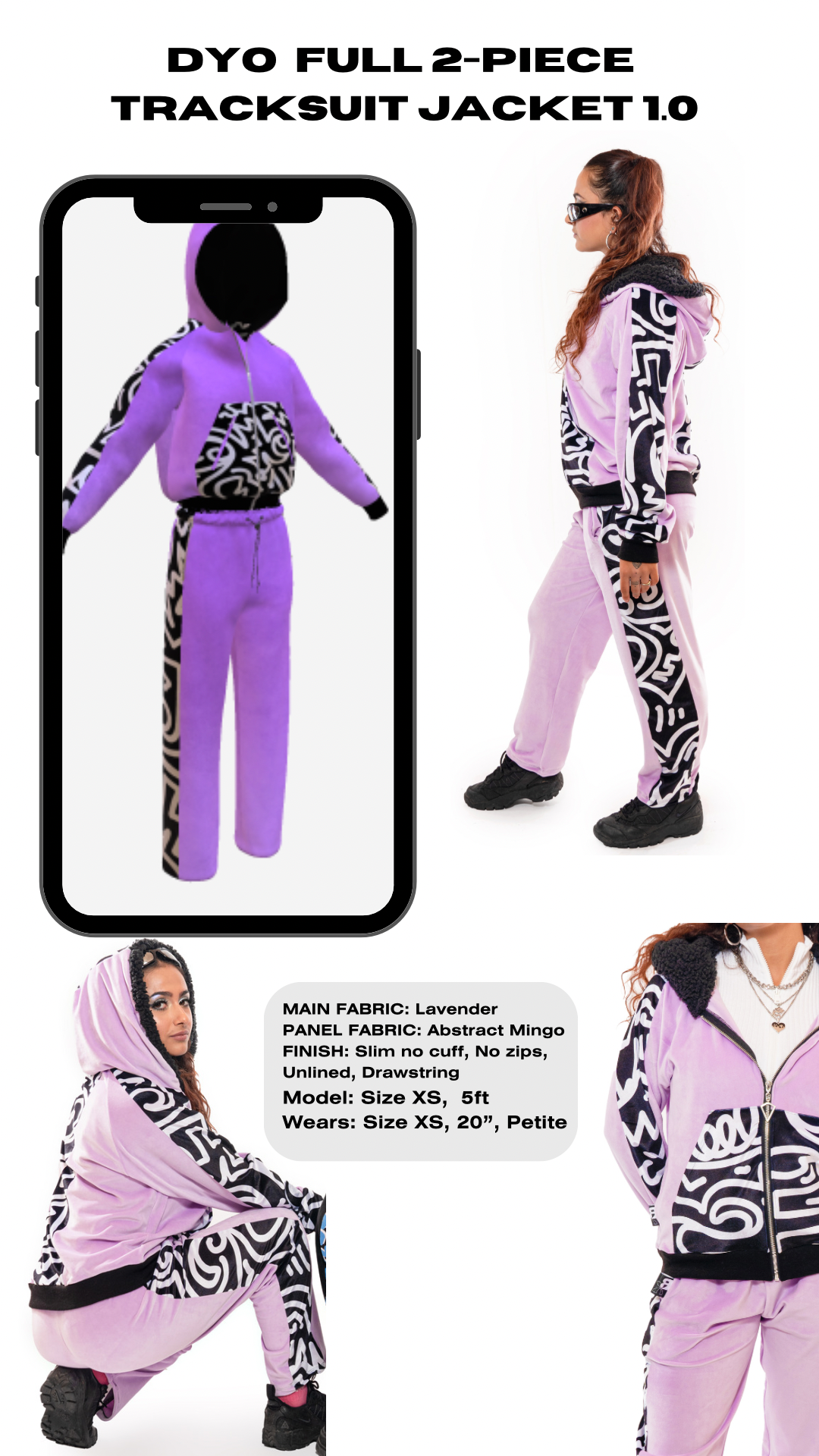 Design your own full tracksuit, custom track suit UK, handmade independent festival clothing brand UK Bellisa X - Funky festival joggers and hoodie with pockets. Fully customisable.x