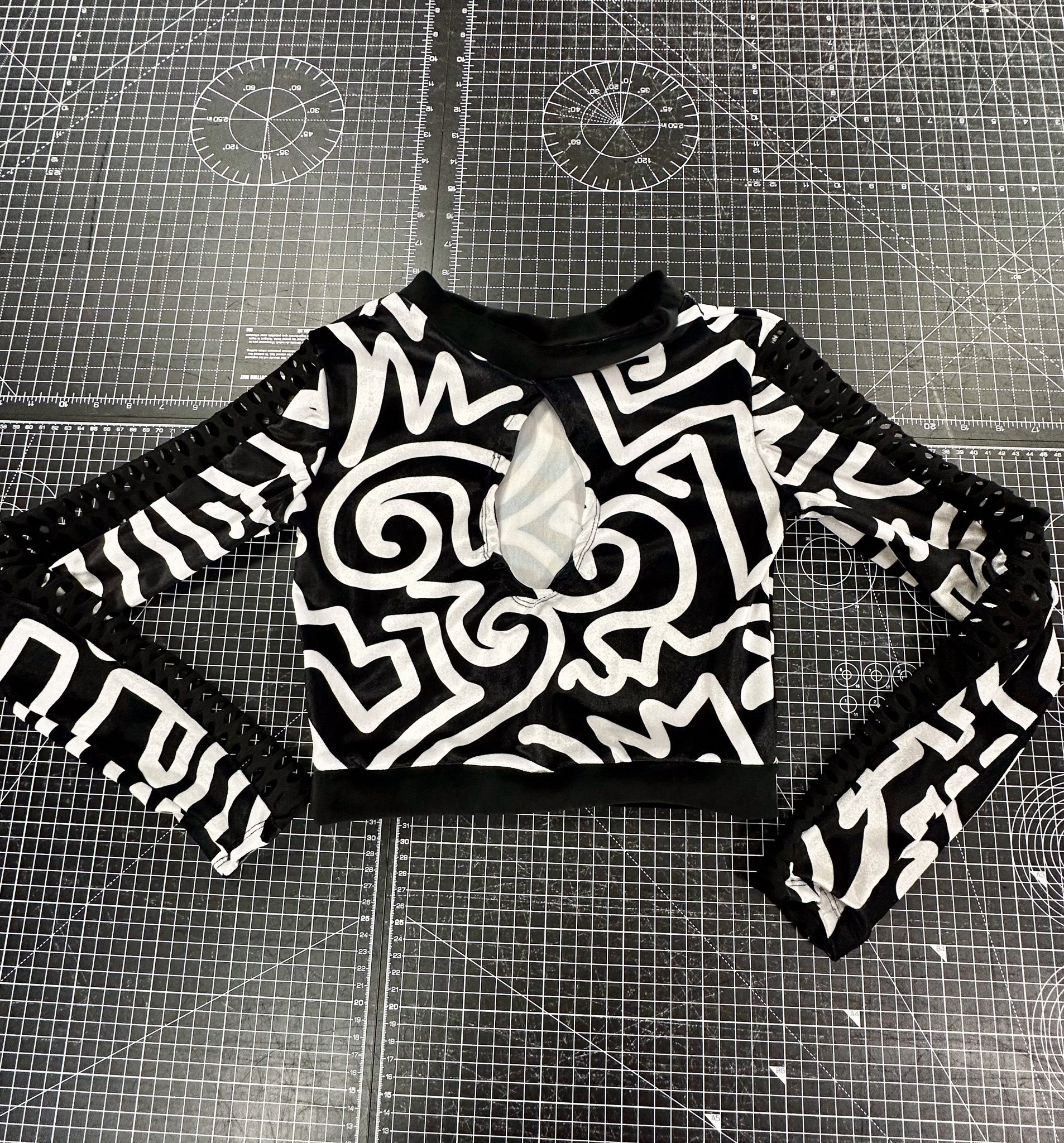 Bellisa X Abstract Velvet Fishnet Crop Top