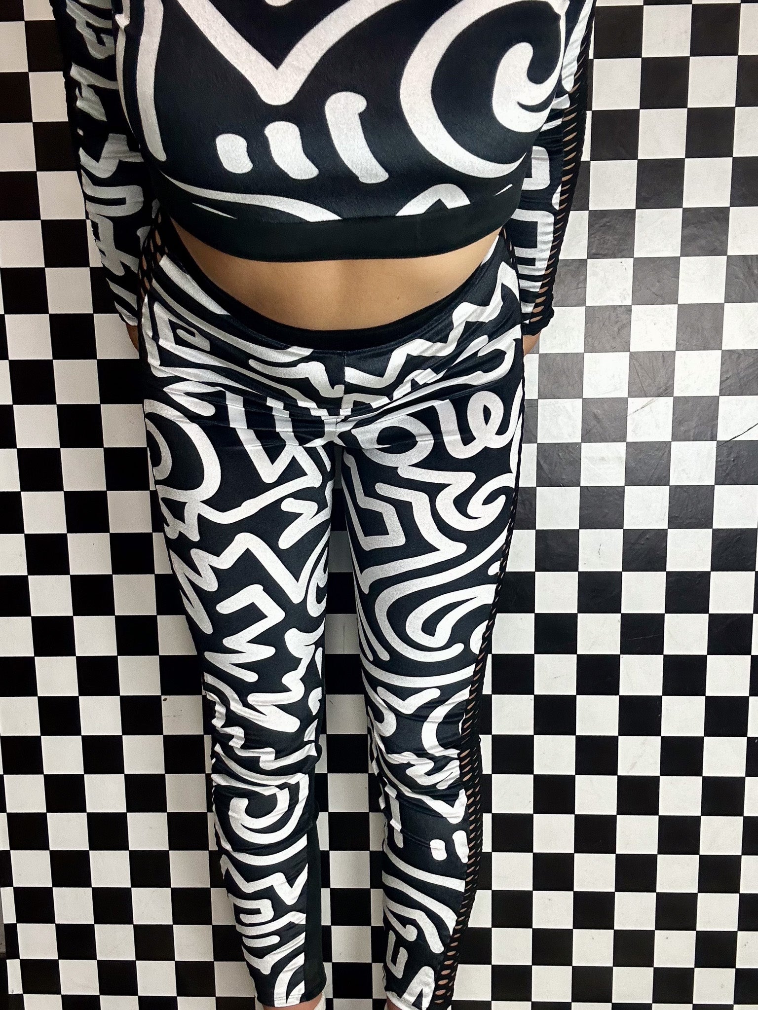 Bellisa X Abstract Velvet Fishnet Leggings