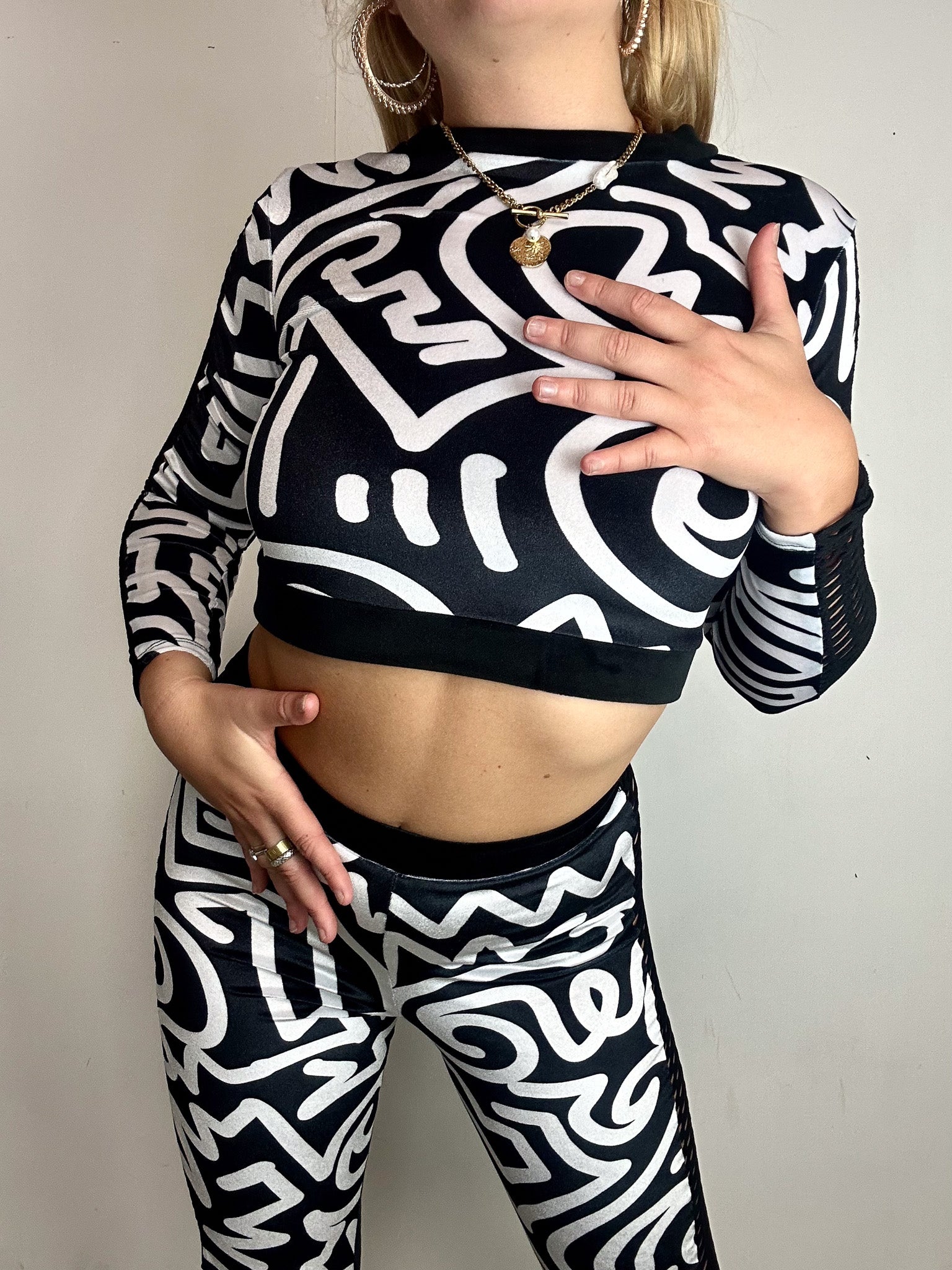 Bellisa X Abstract Velvet Fishnet Crop Top