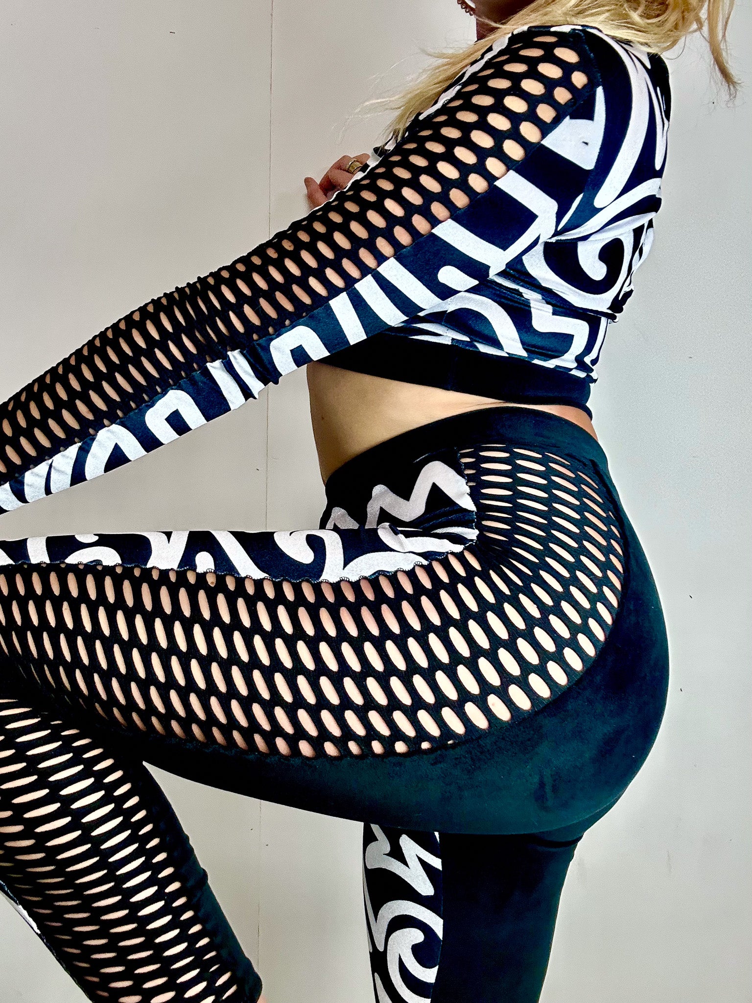 Bellisa X Abstract Velvet Fishnet Leggings