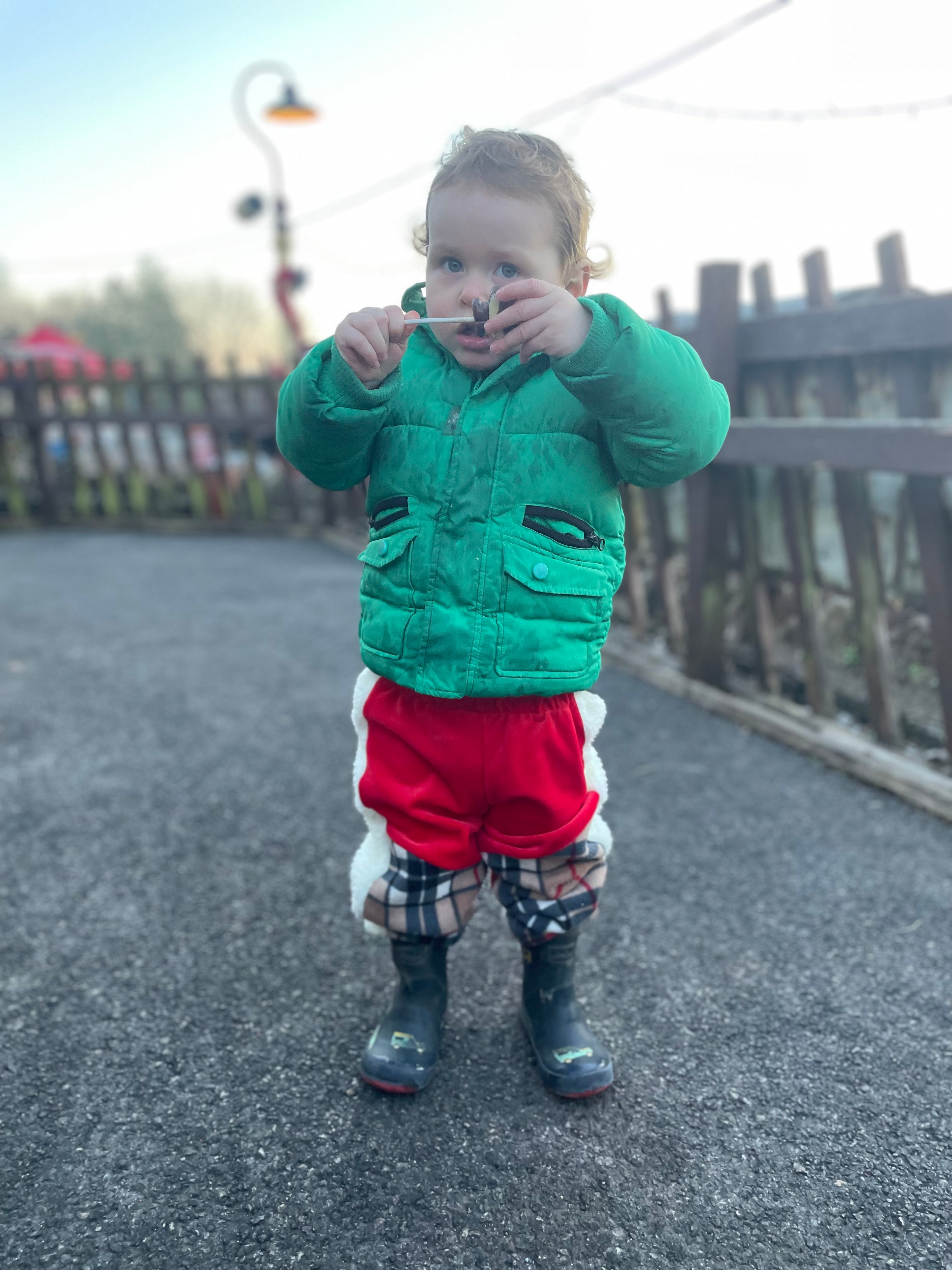 Red Velour and Tartan Fleece Kids Tracksuit Bottoms