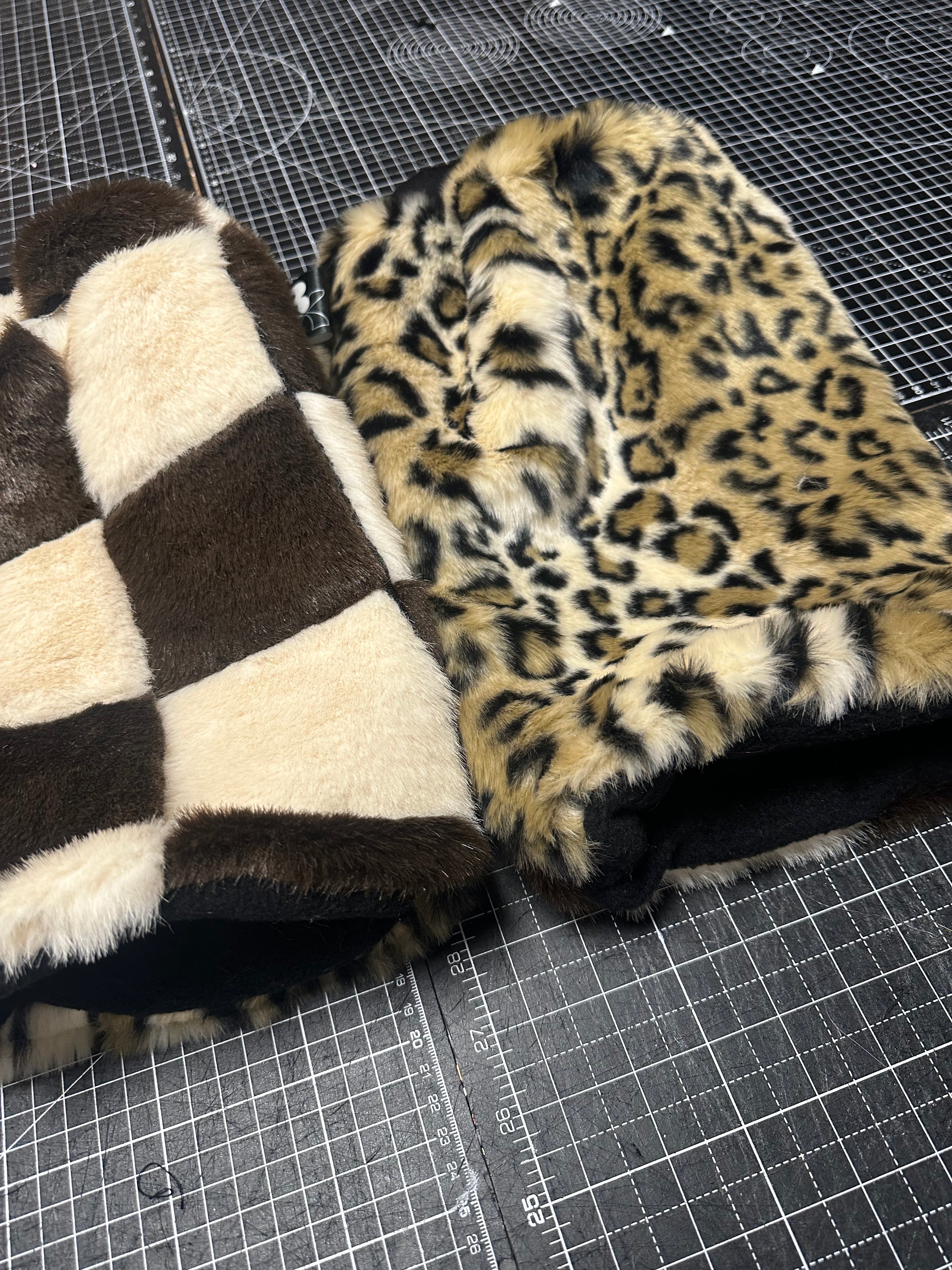 Leopard X Checkered Faux Fur Legwarmers