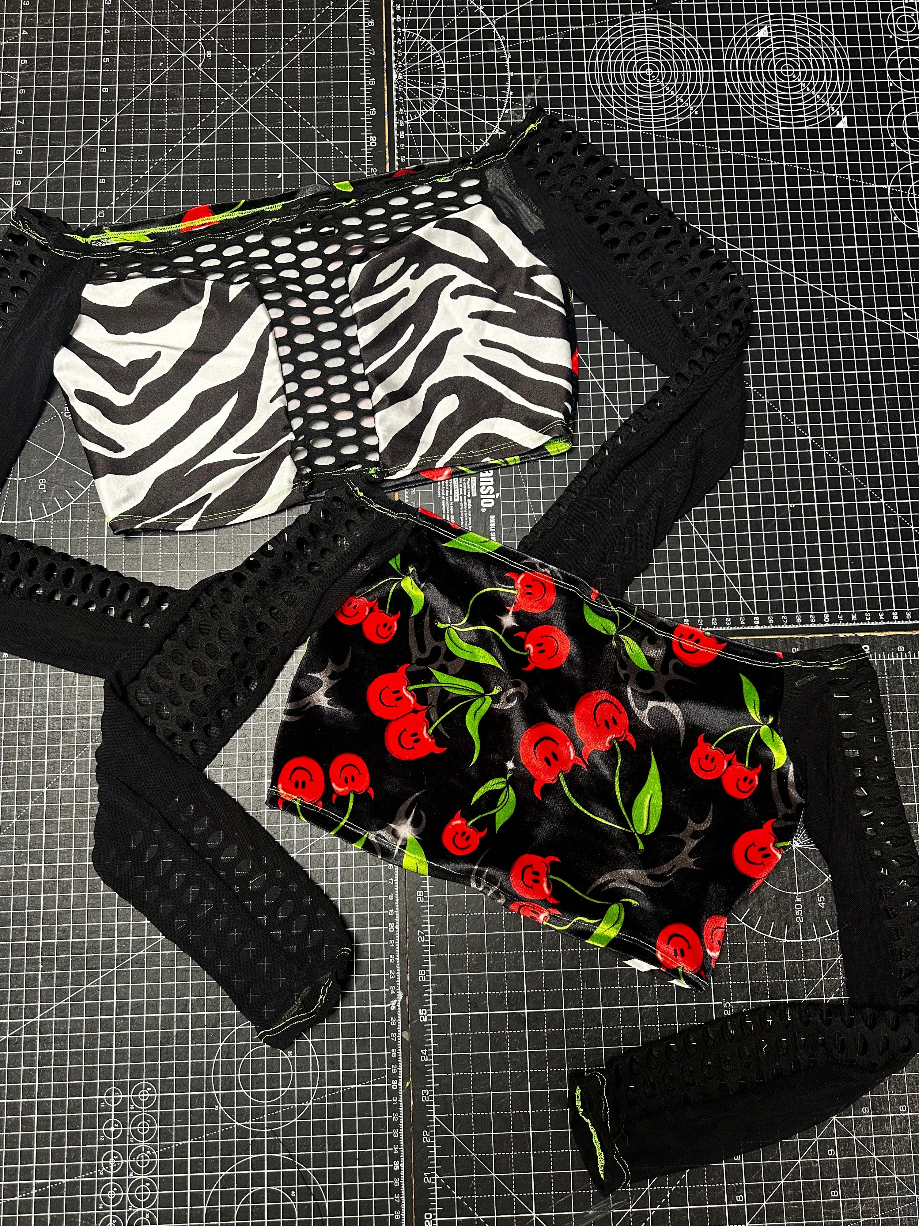 Devil Cherry X Zebra Mesh Crop Top