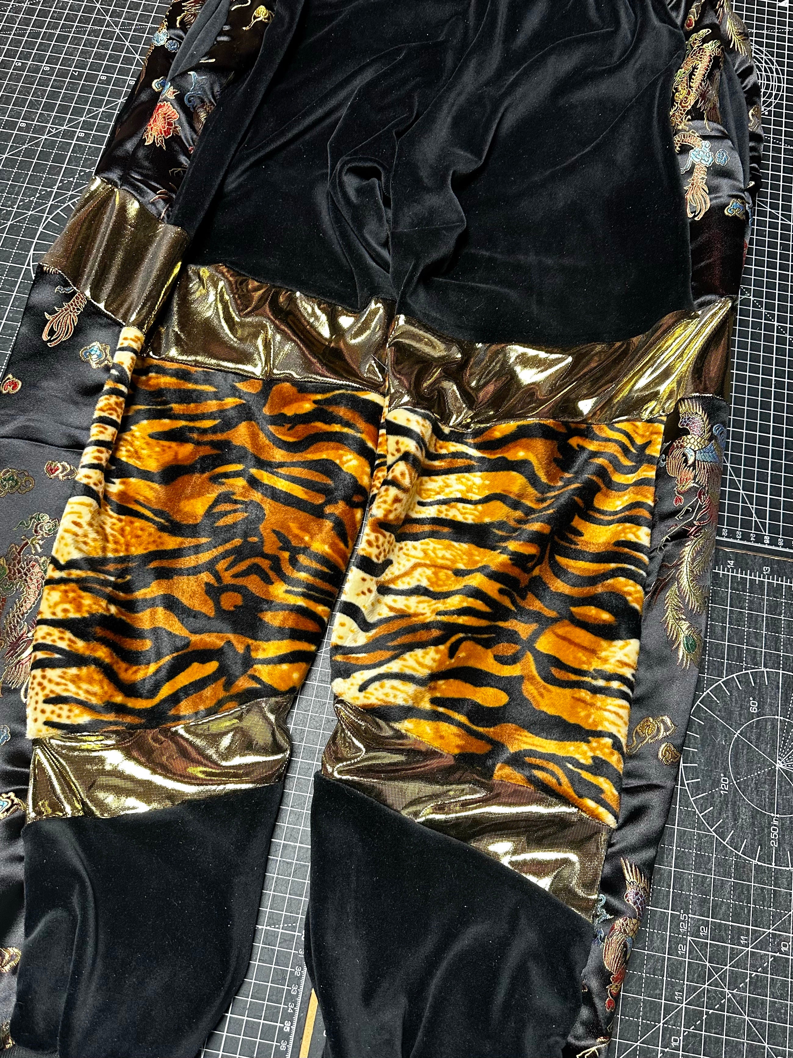 Gold X Tiger Velour Tracksuit Bottoms (M)