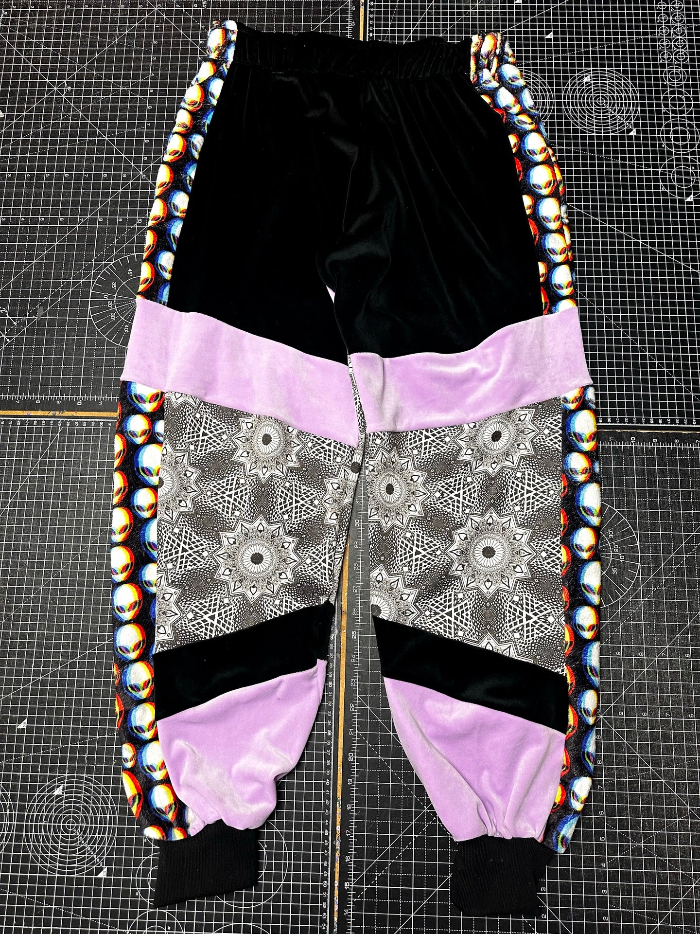 Lavender X Karma Print Velour Tracksuit Bottoms (M)