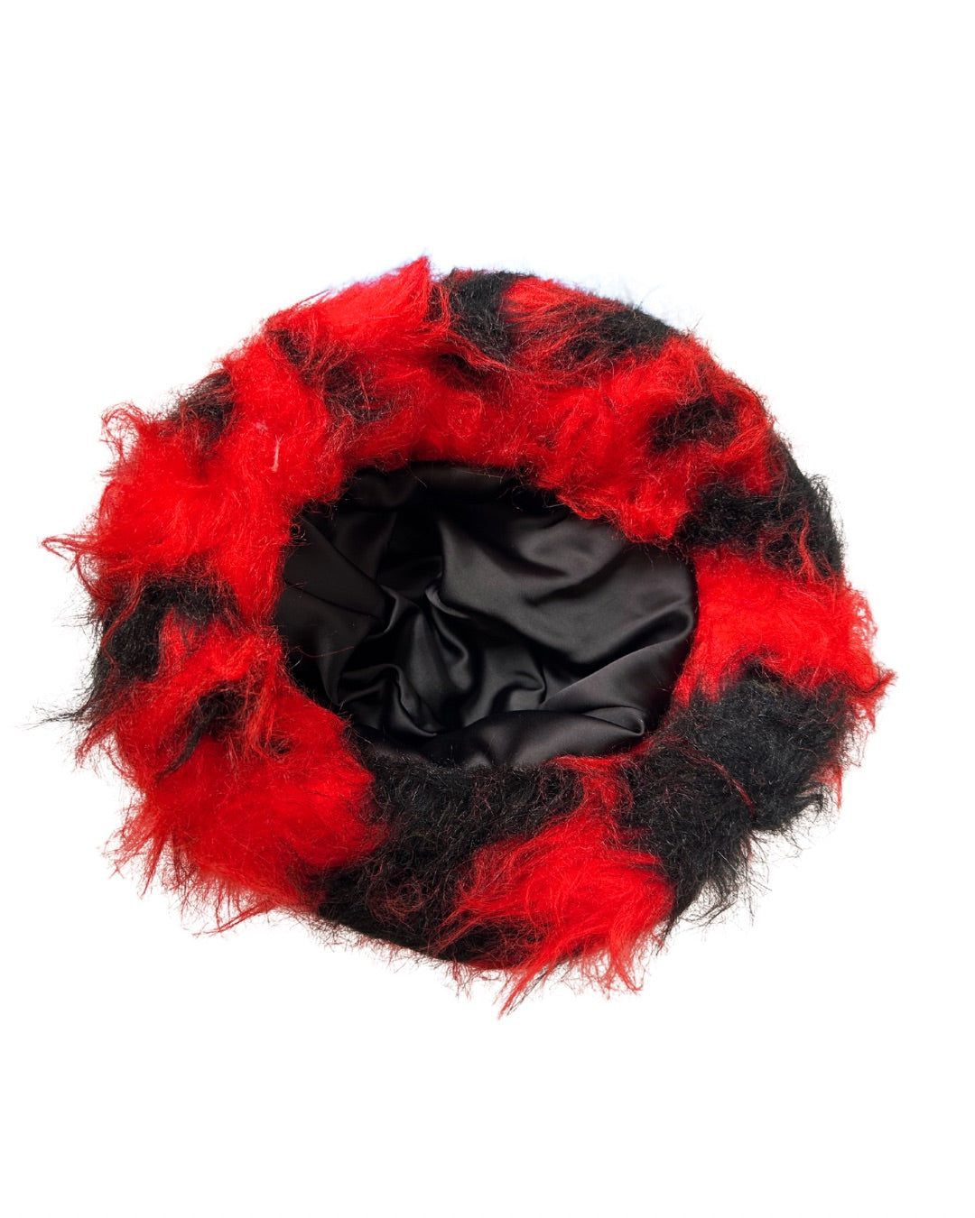 #3 Red X Black Faux Fur Hat