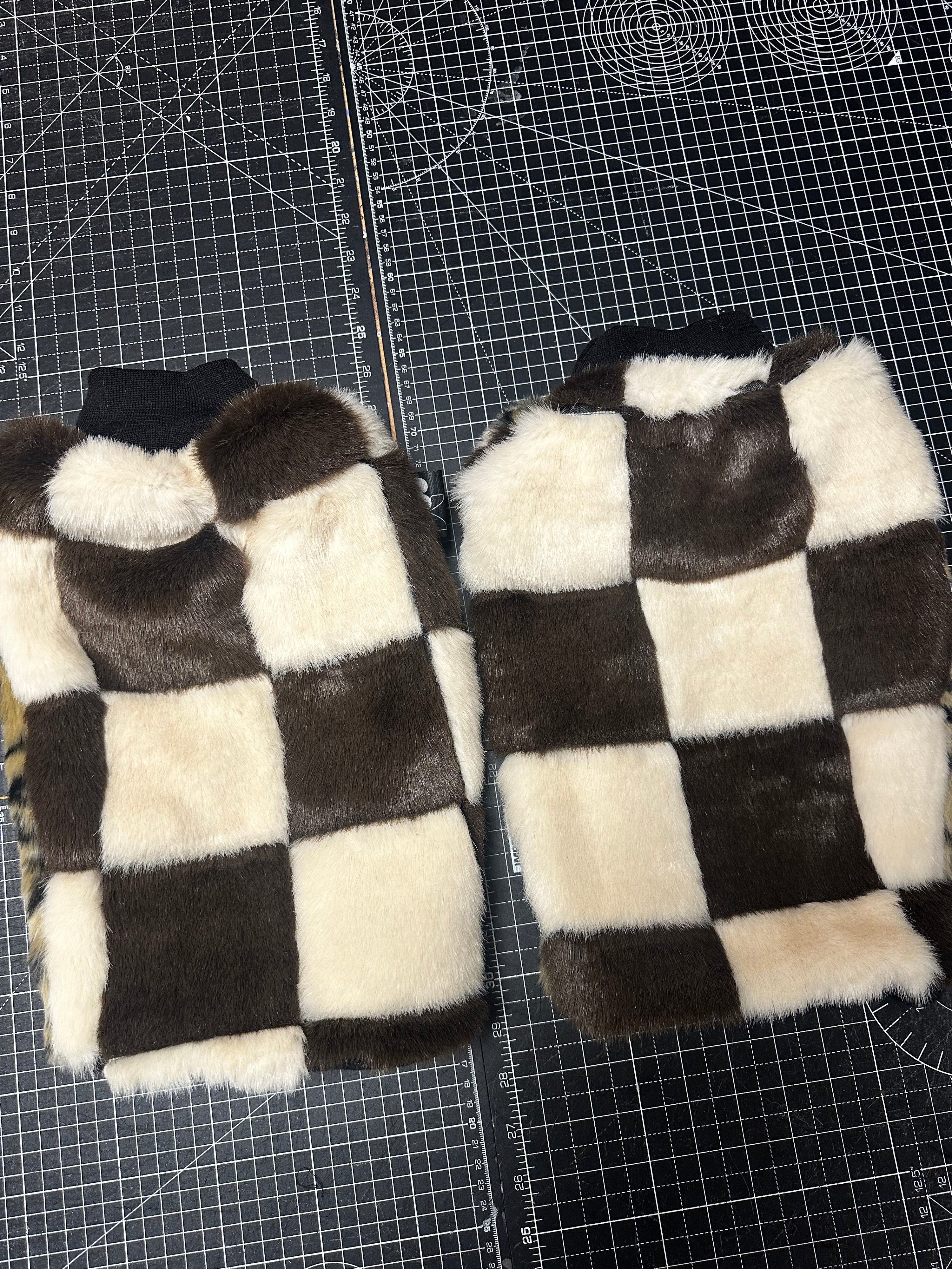 Leopard X Checkered Faux Fur Legwarmers