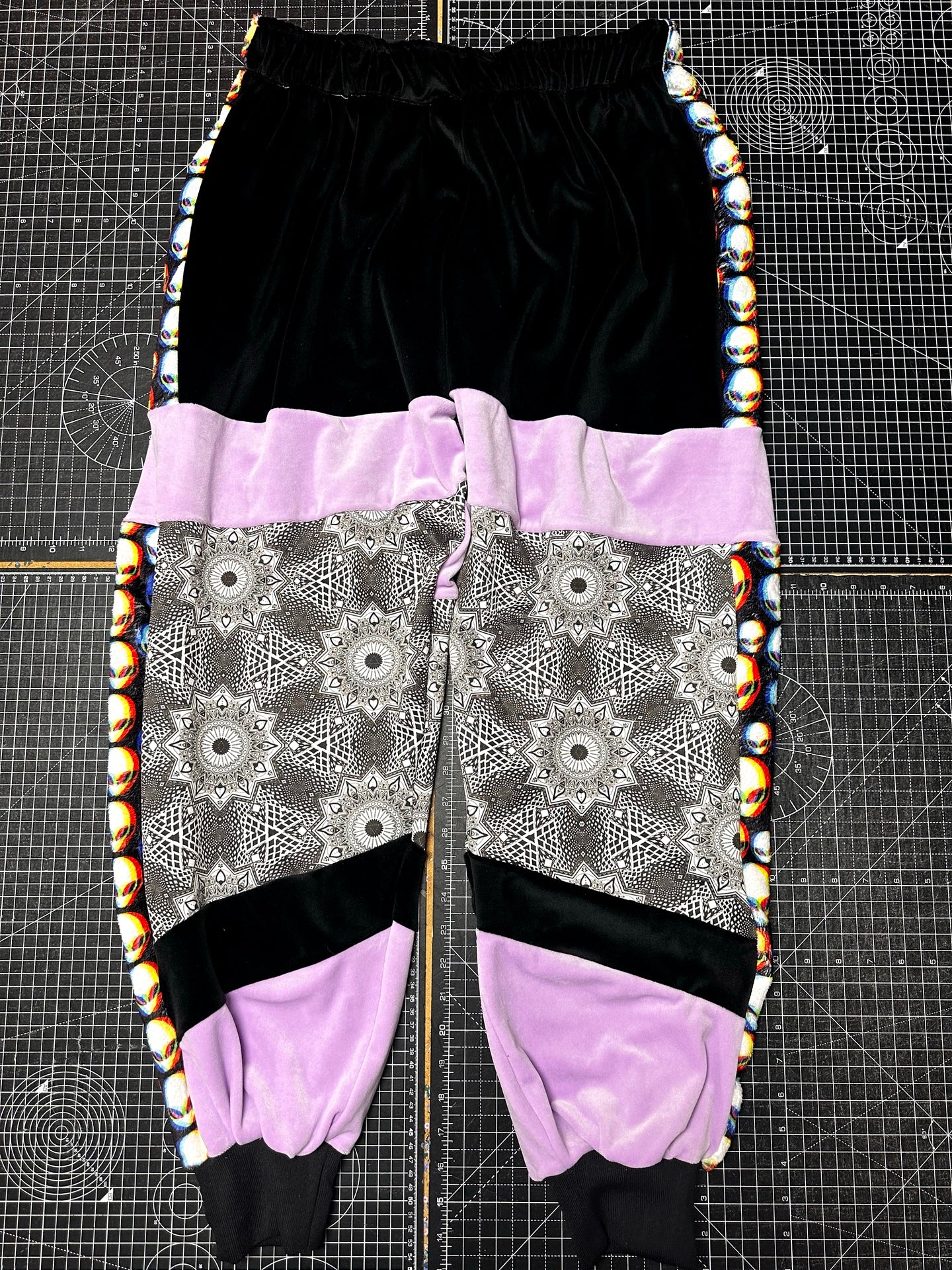 Lavender X Karma Print Velour Tracksuit Bottoms (M)
