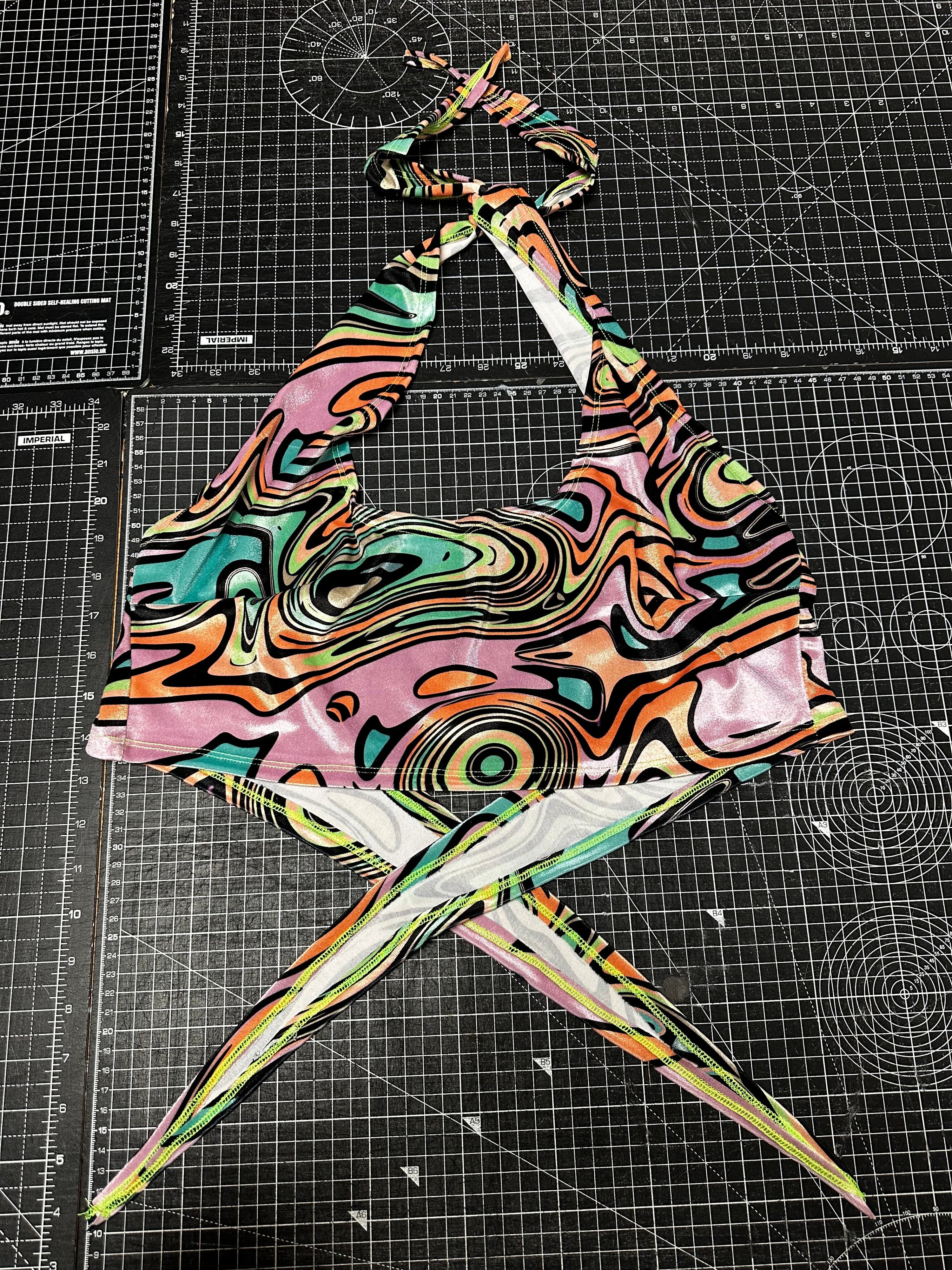 Lucid Pastel Swirl Halter Crop Top (M)