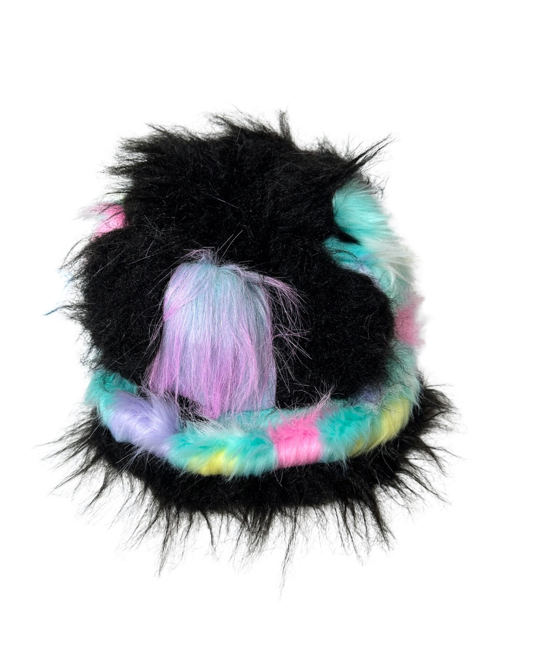 #7 Black X Pastel Patchwork Faux Fur Hat