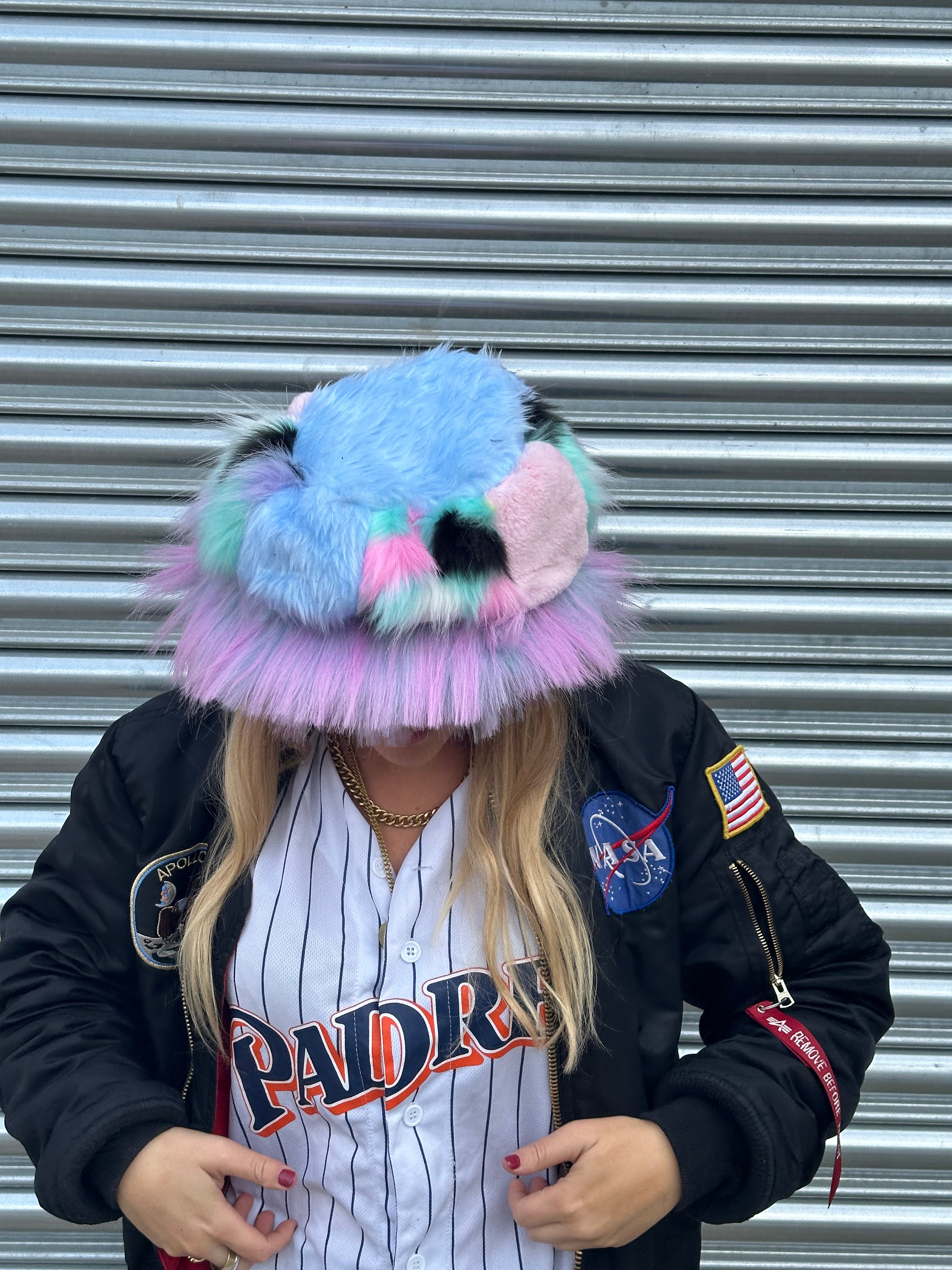 #5 Pastel X Lilac Patchwork Faux Fur Hat