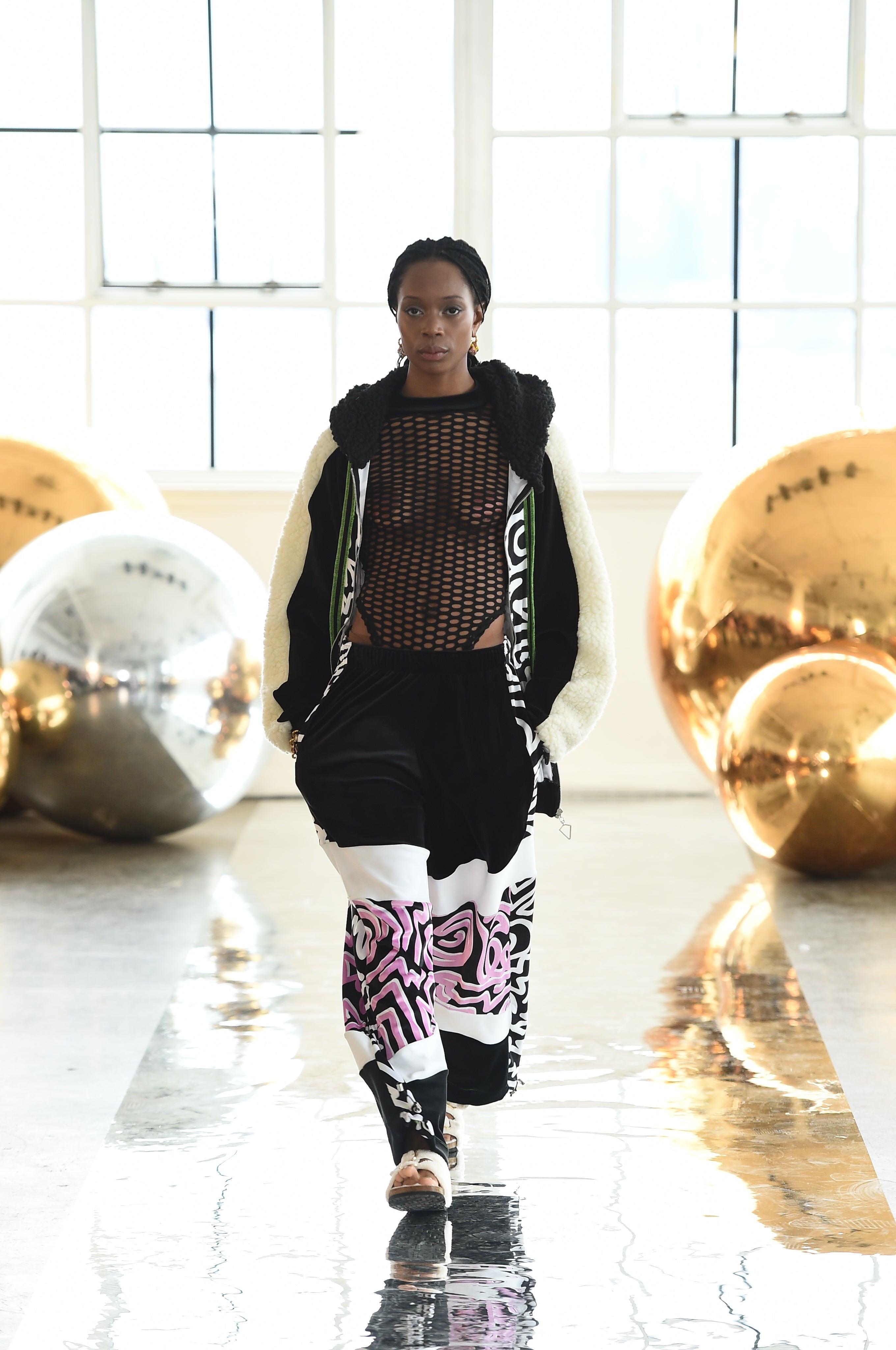 Pink Abstract Wide Leg Tracksuit Bottoms NYFW 24