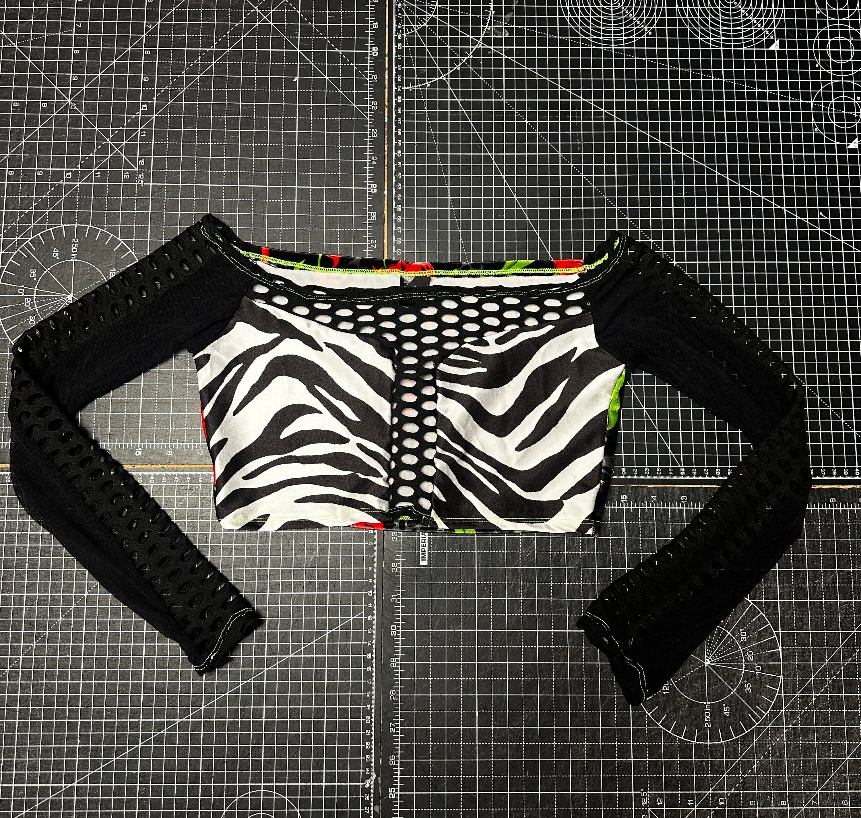 Devil Cherry X Zebra Mesh Crop Top
