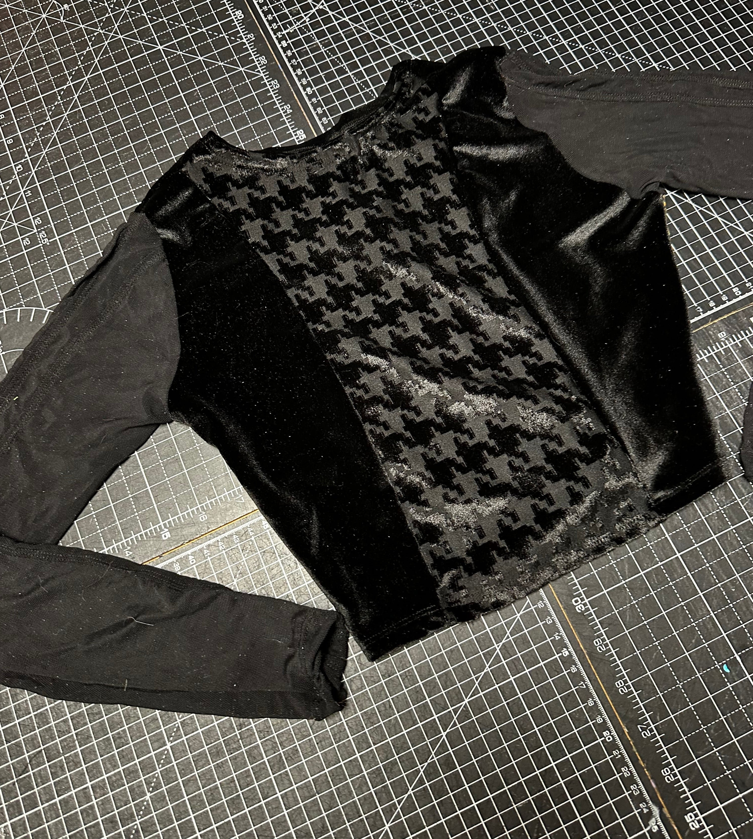 Holographic Gold X Black Mesh Panelled Long-Sleeve Top (S)