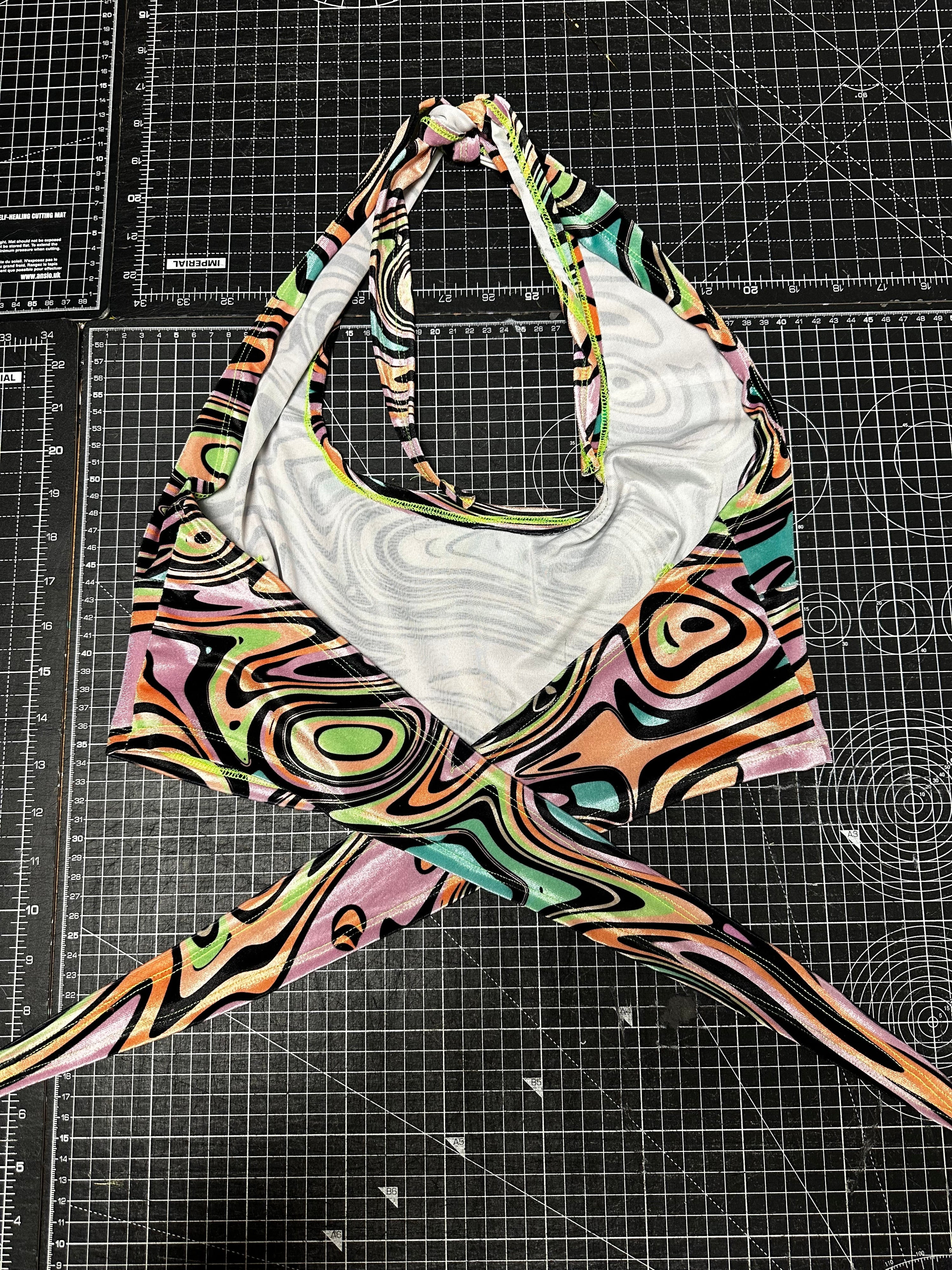 Lucid Pastel Swirl Halter Crop Top (M)