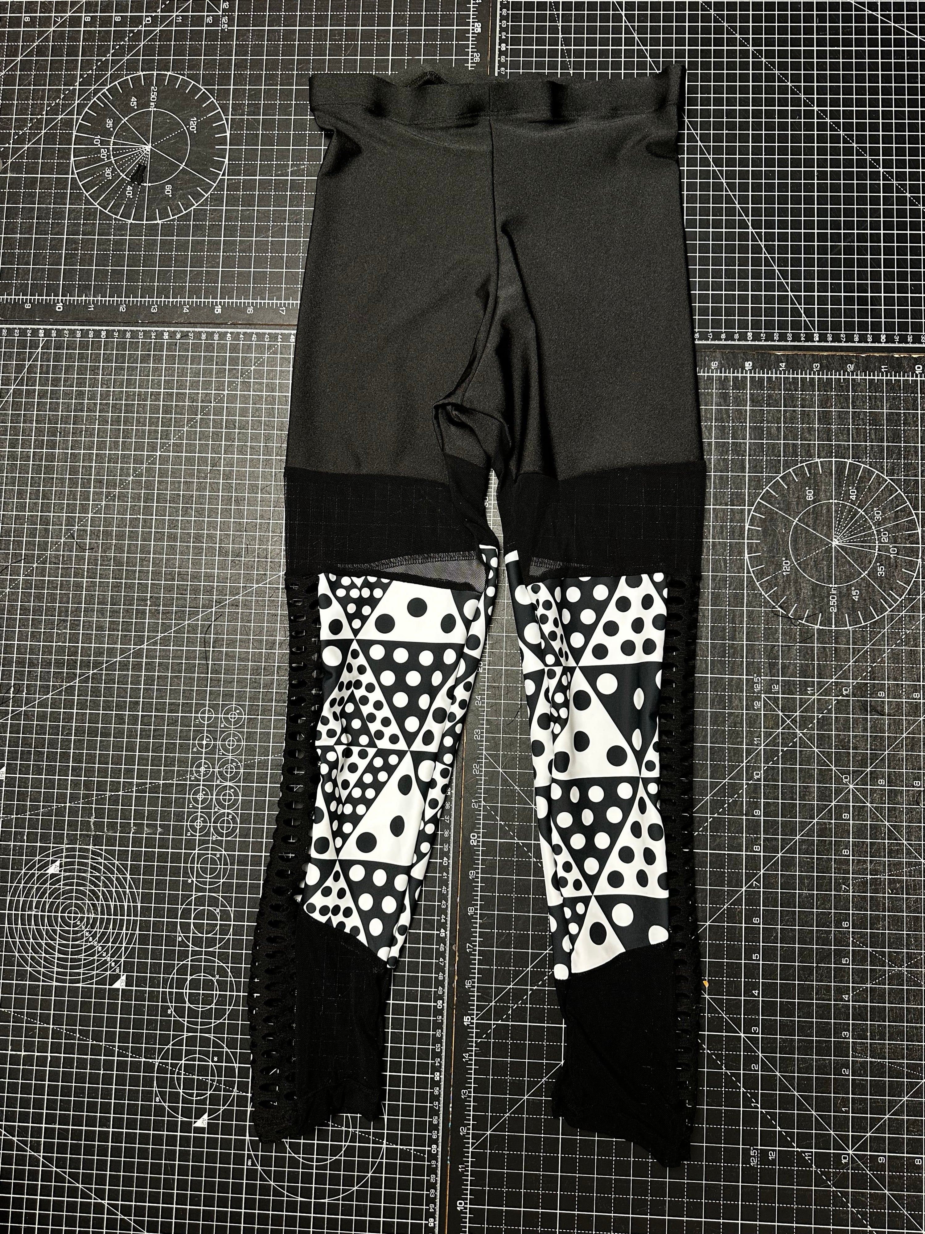 Polka X Mesh Panelled Leggings (XS)
