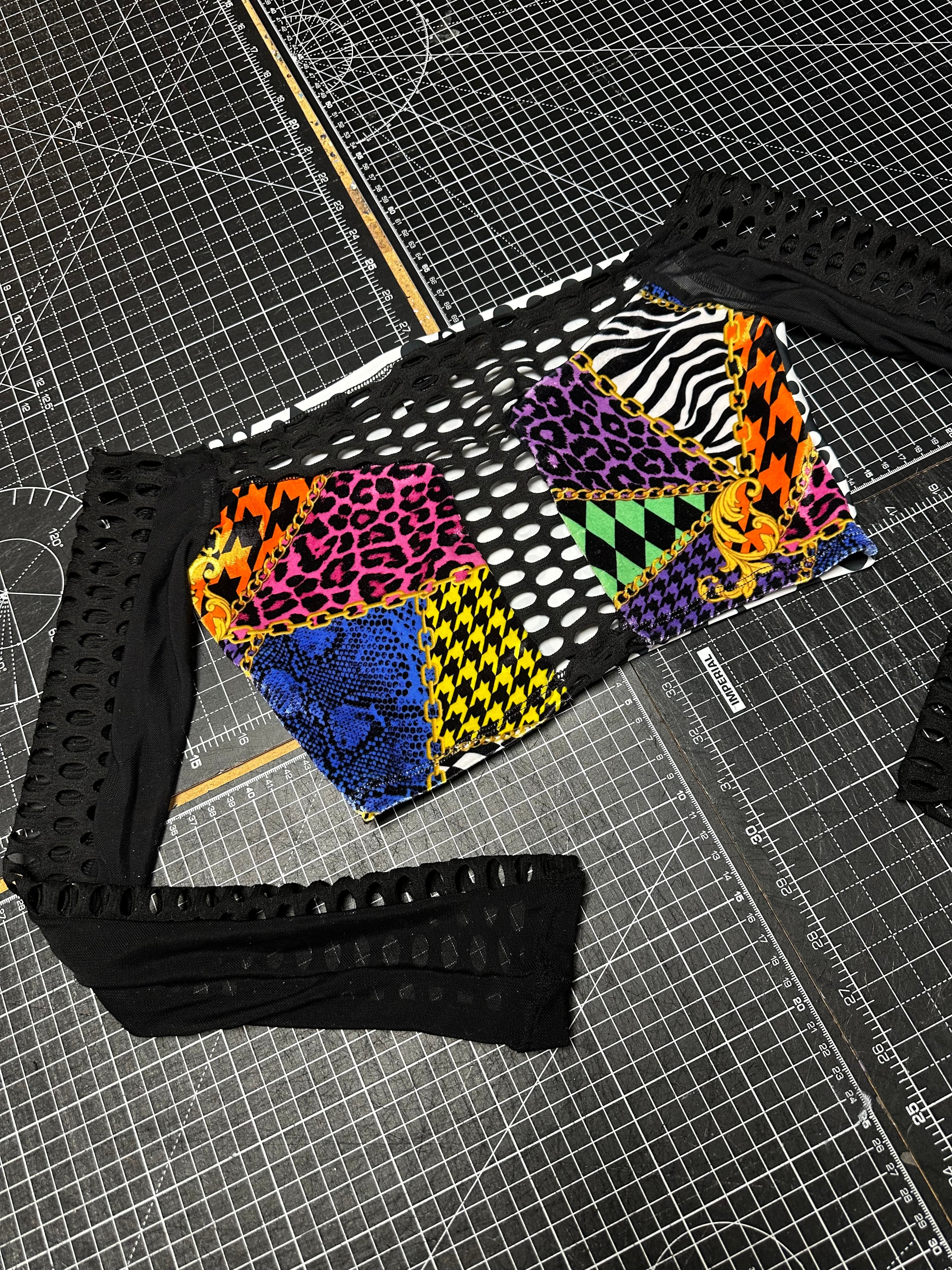 Abfab Velvet X Polka Mesh Crop Top (XS)