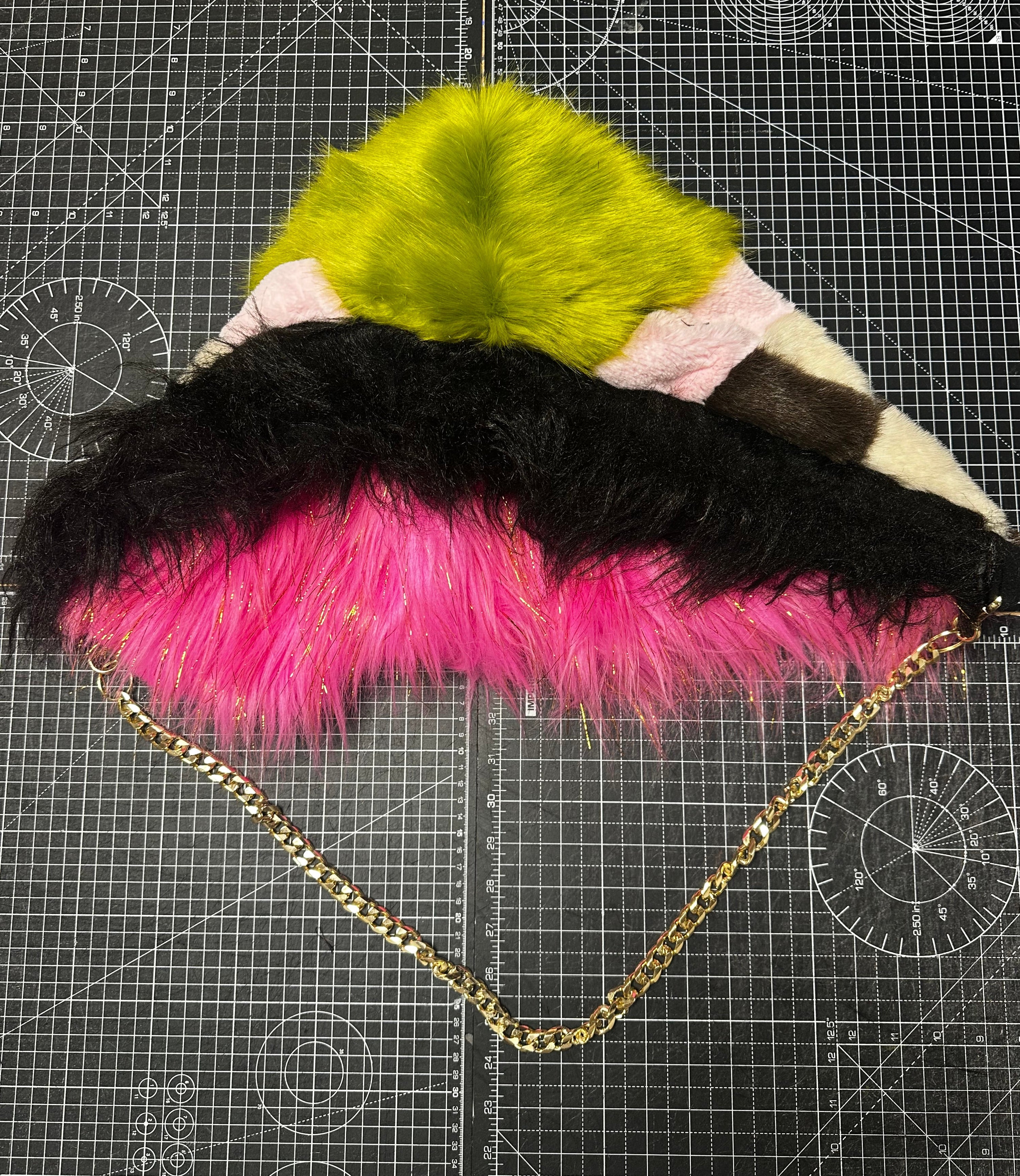 Barbie Pink X Checkered Faux Fur BOOD (Hood + Bag)