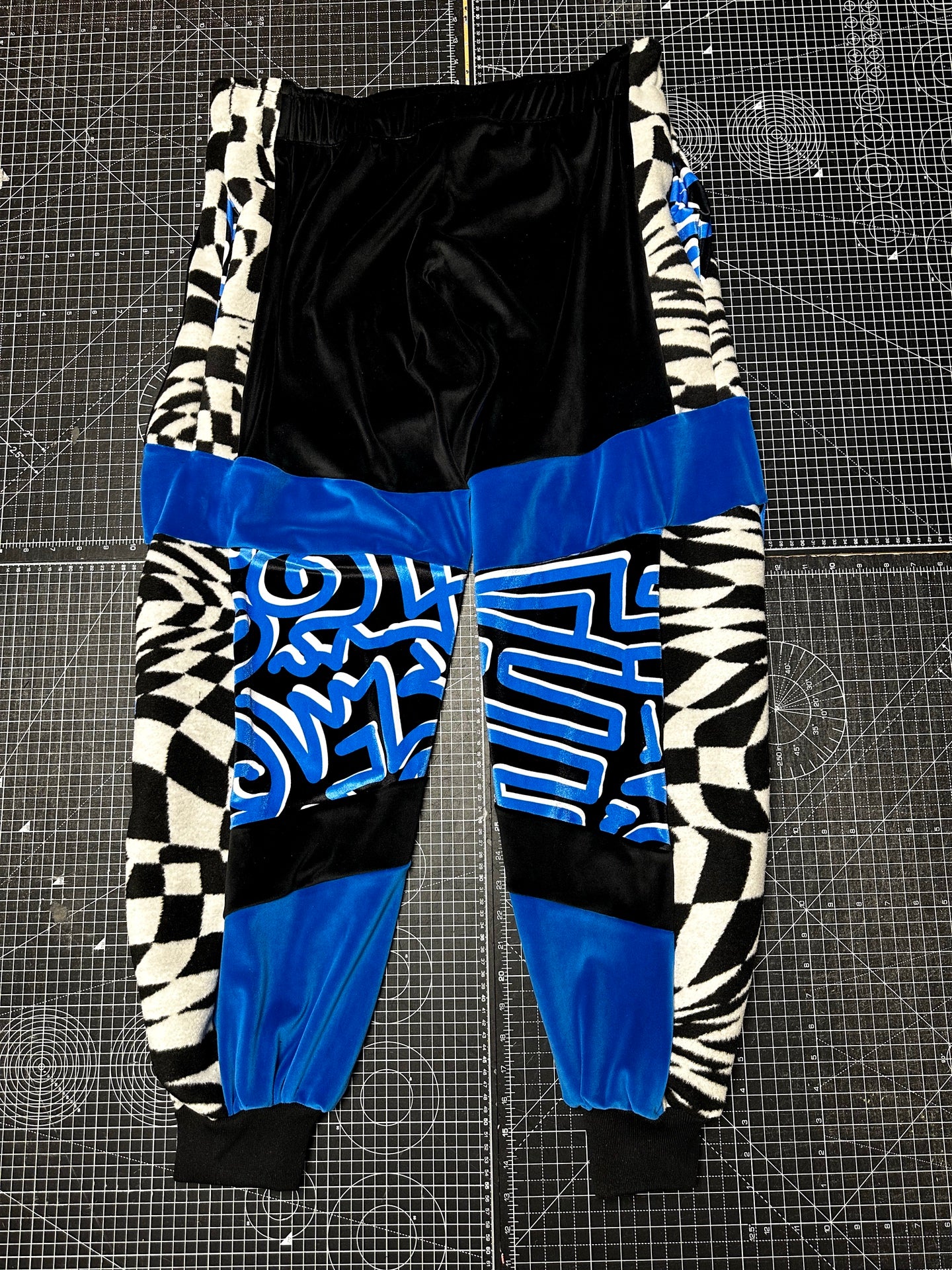 Electric Blue X Abstract Mingo Velour Tracksuit Bottoms (XL)