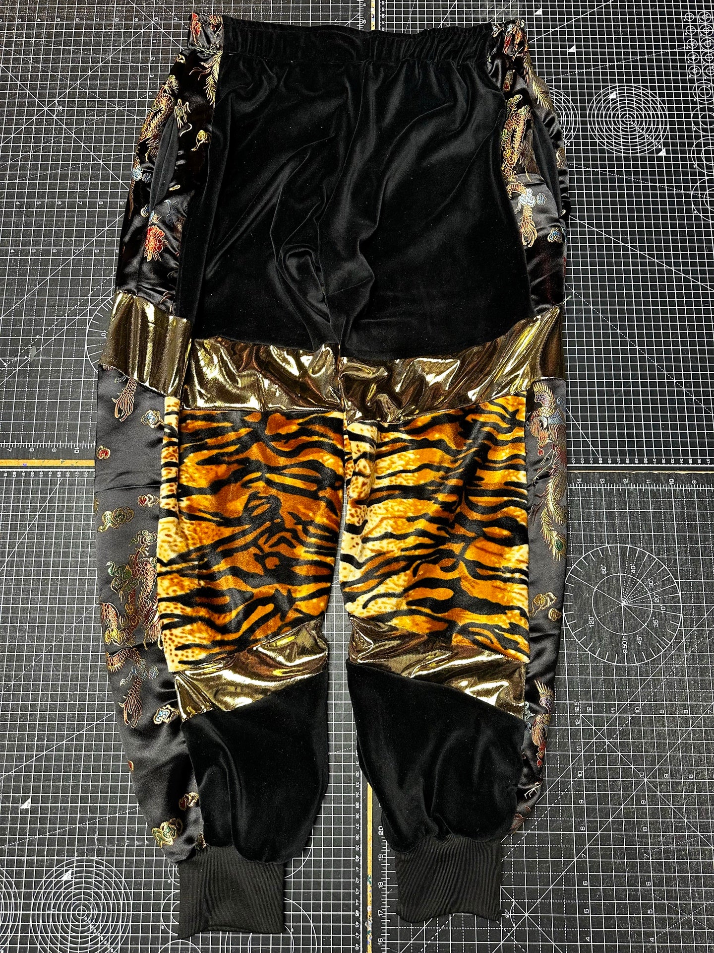 Gold X Tiger Velour Tracksuit Bottoms (M)