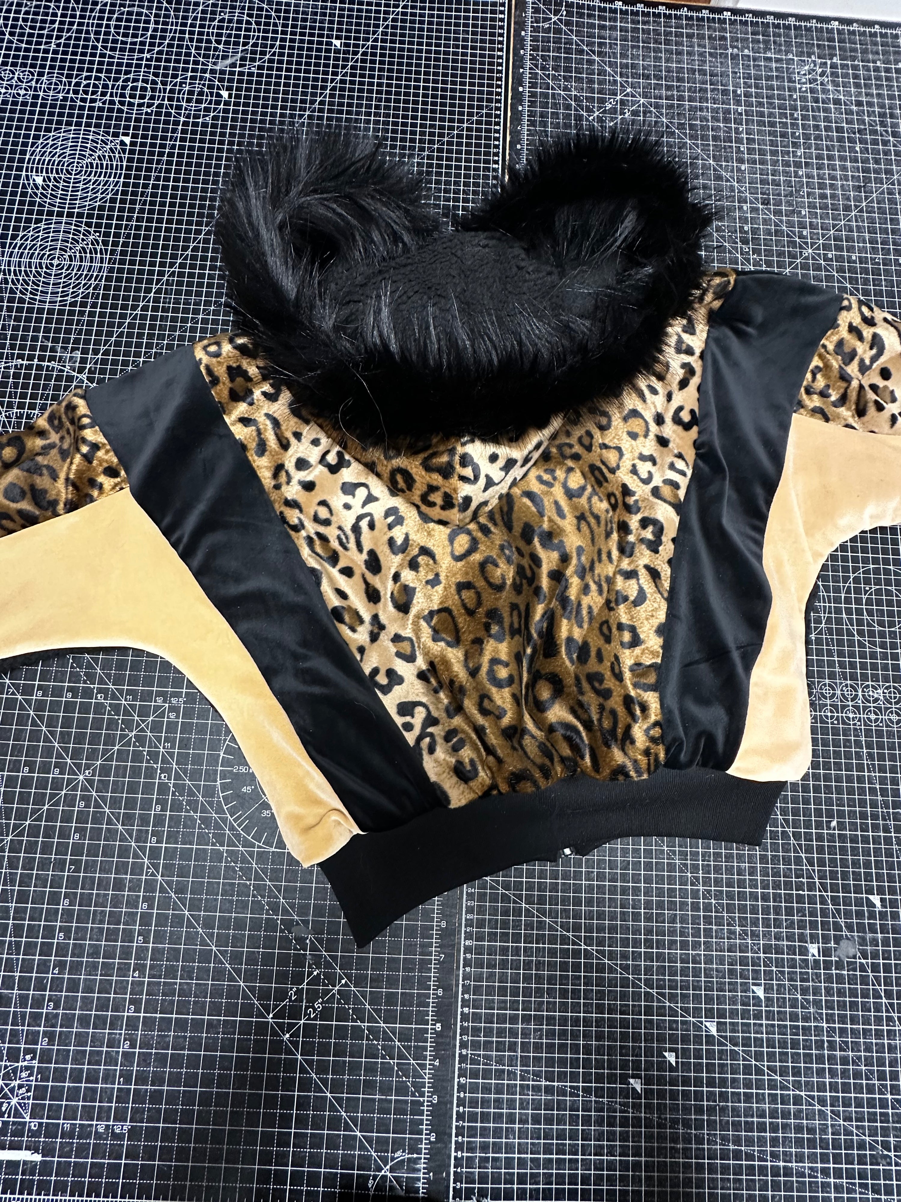 Leopard X Black Velour Tracksuit Jacket (S/M)