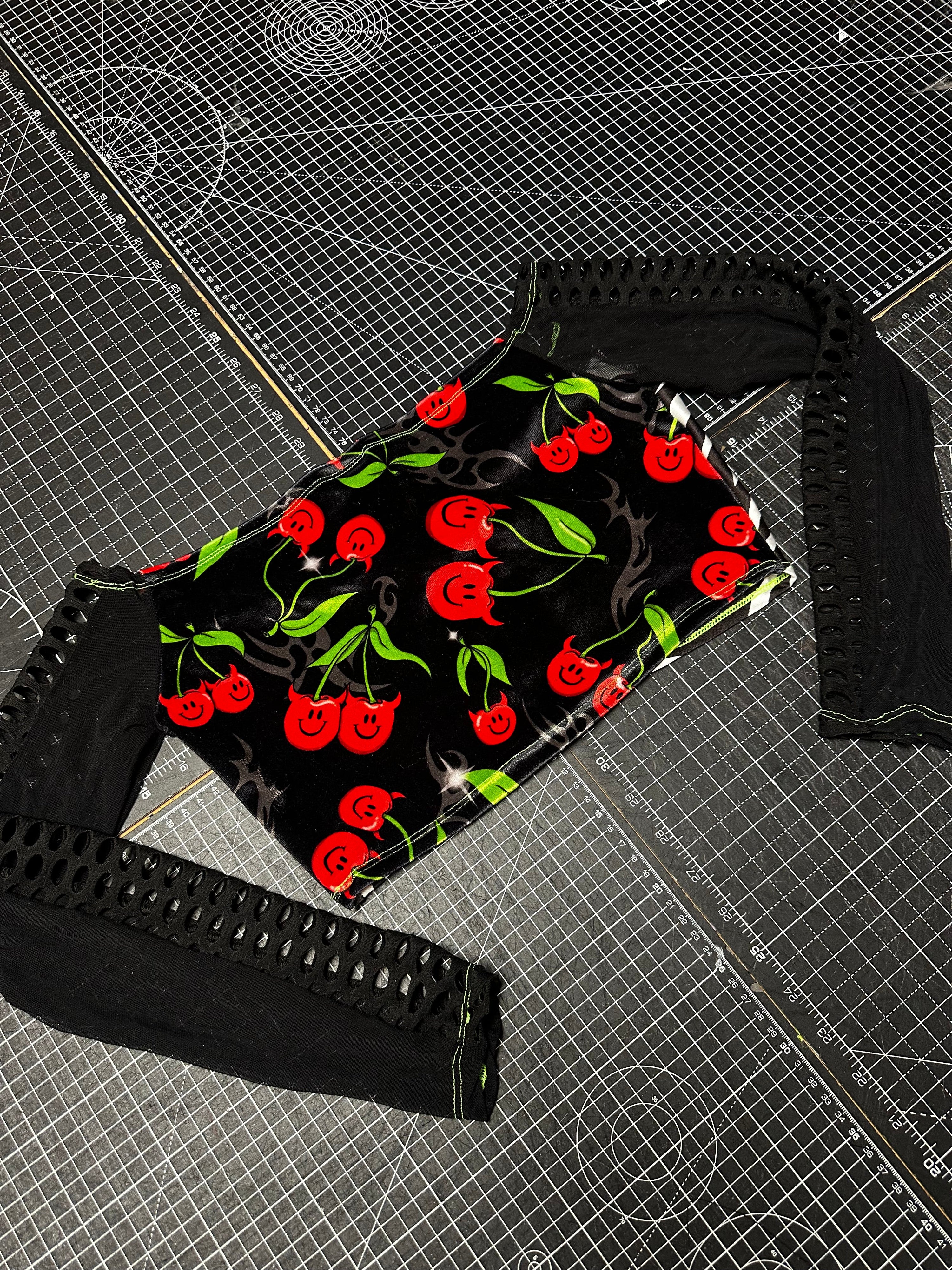 Devil Cherry X Zebra Mesh Crop Top