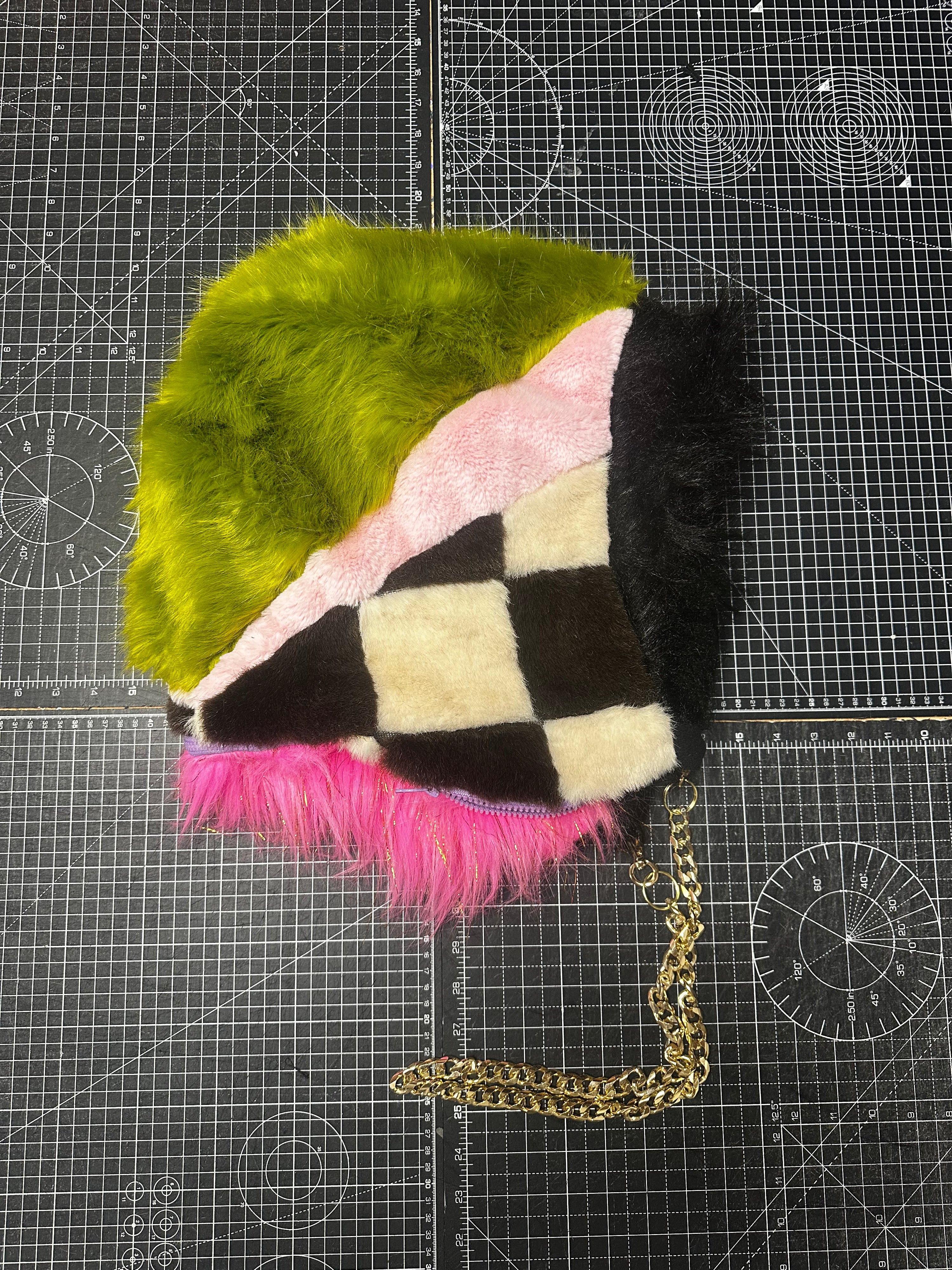 Barbie Pink X Checkered Faux Fur BOOD (Hood + Bag)