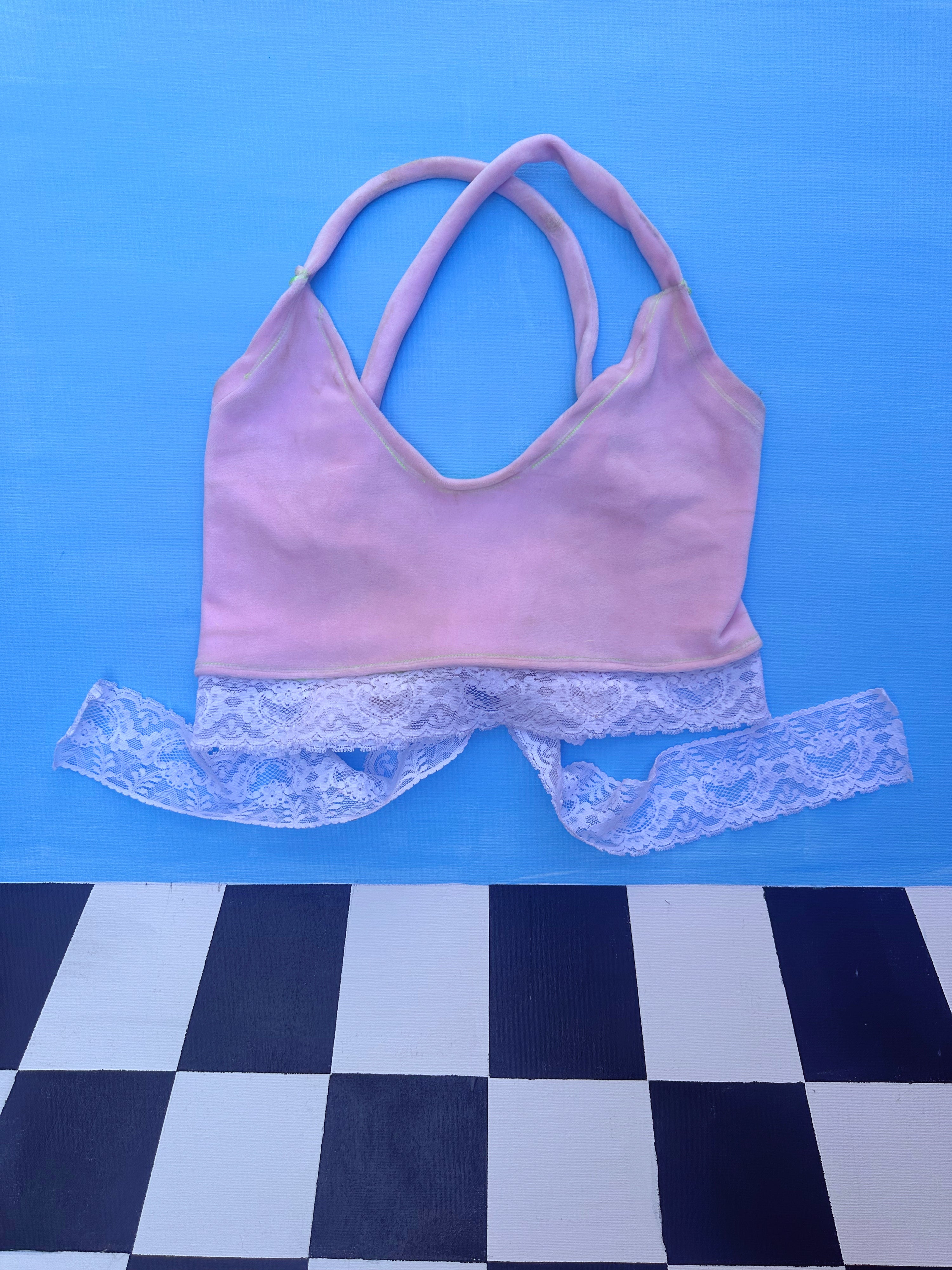 Baby Pink Velour X Lace Wanderlust Crop Top
