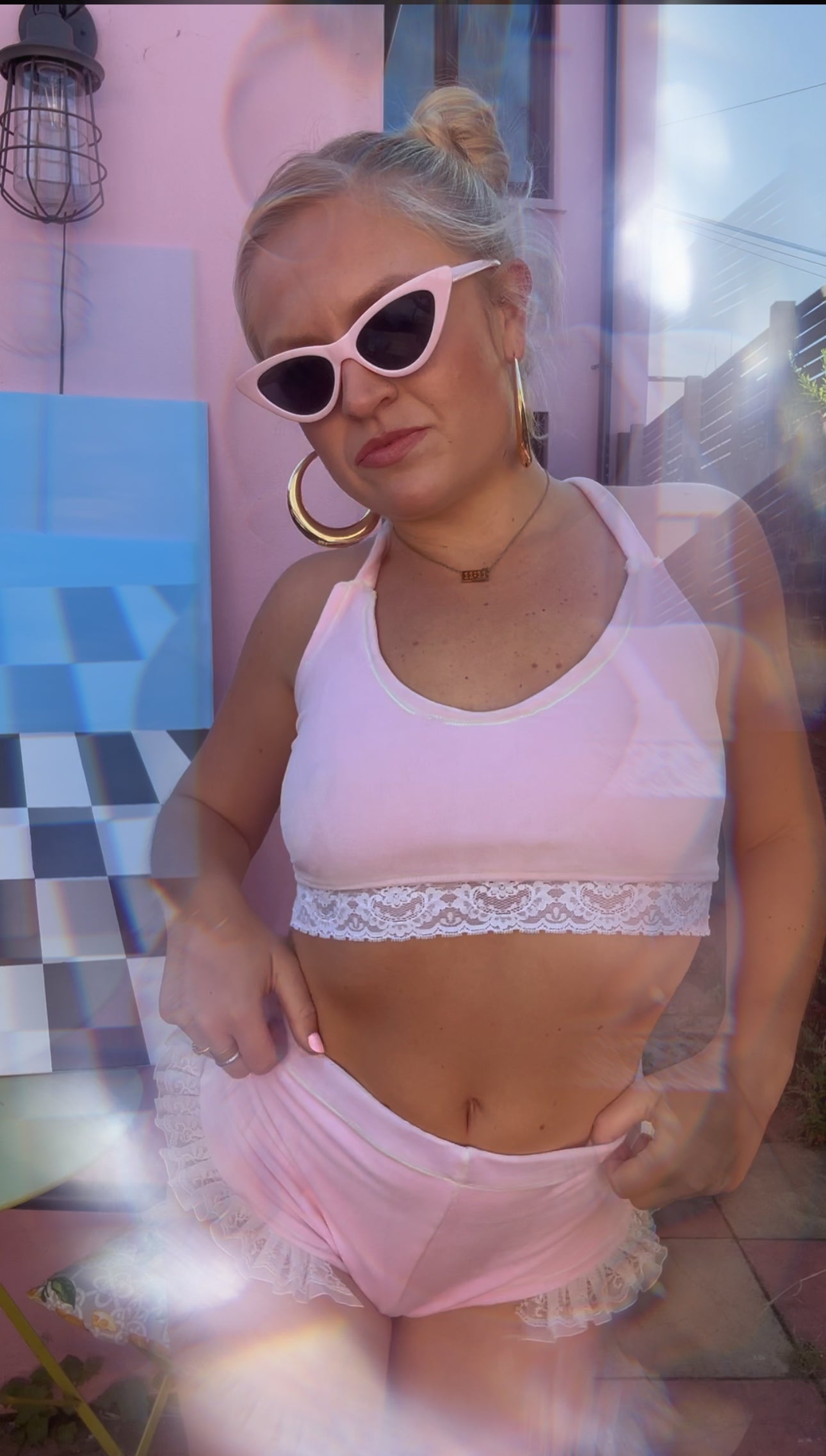 Baby Pink Velour X Lace Wanderlust 2- Piece