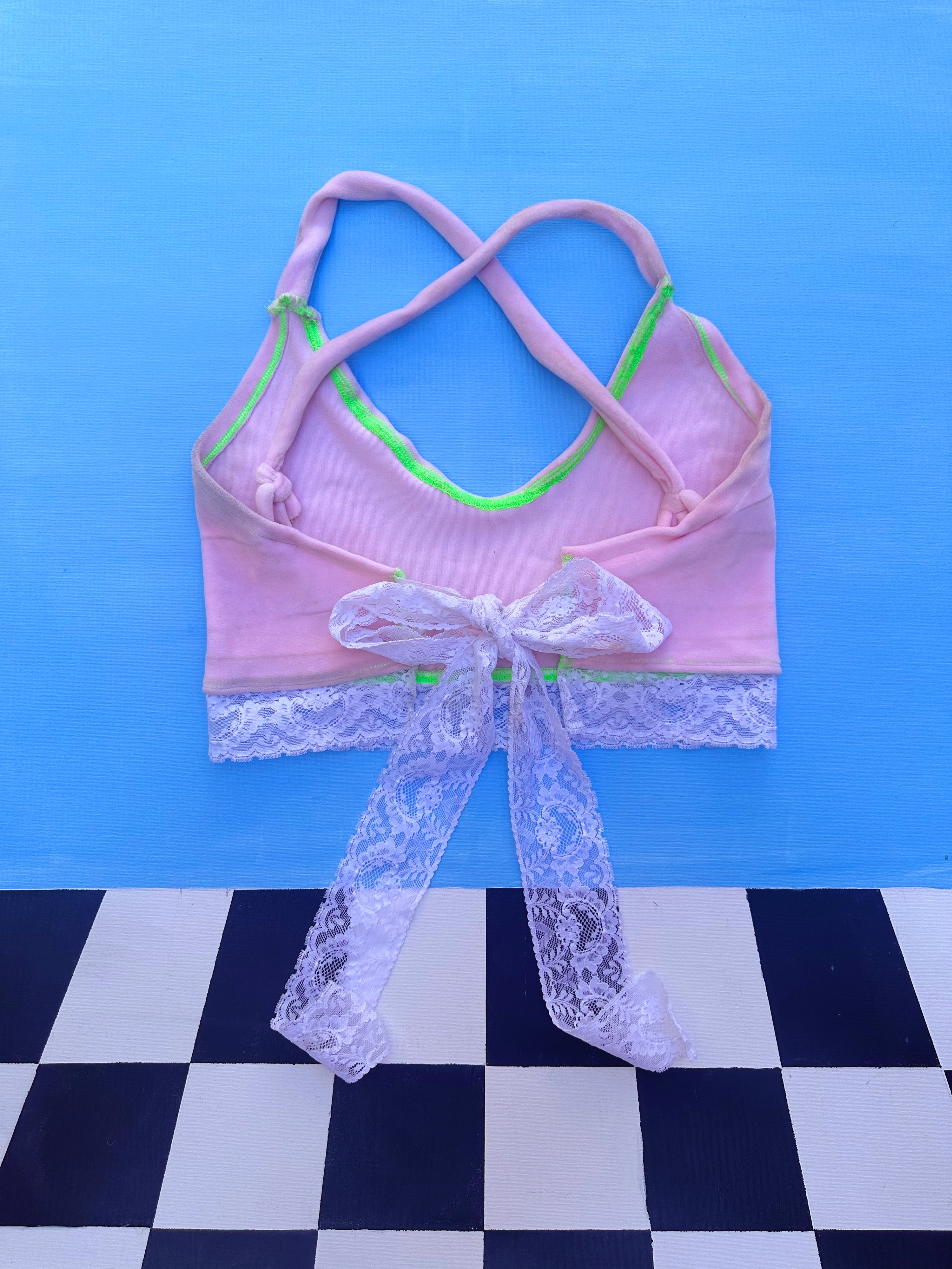 Baby Pink Velour X Lace Wanderlust Crop Top