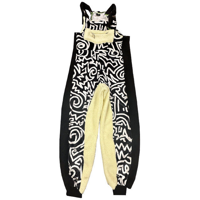 Sherpa Fleece X Abstract Holly Mingo Print Dungarees (L)