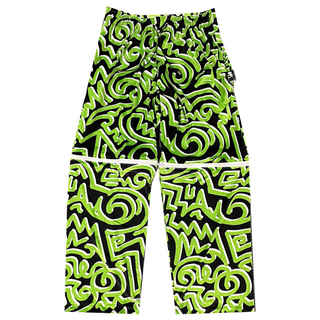 Green Abstract x 2-in-1 Tracksuit Bottoms: NYFW 24