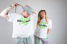 Bellisa X Lucid Independent Bristol Fashion Brand Summer Streetwear Style Festival Look Graffiti X Neon green contrast stitch grey joggers and matching Bucket Hat 2-Piece 