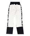 Bellisa x luxury white  velour abstract print idea panel tracksuit bottoms with fleece split leg cuff summer travel wear