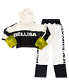 Bellisa x white velour matching tracksuit luxury streetwear summer travel fashion monogram logo